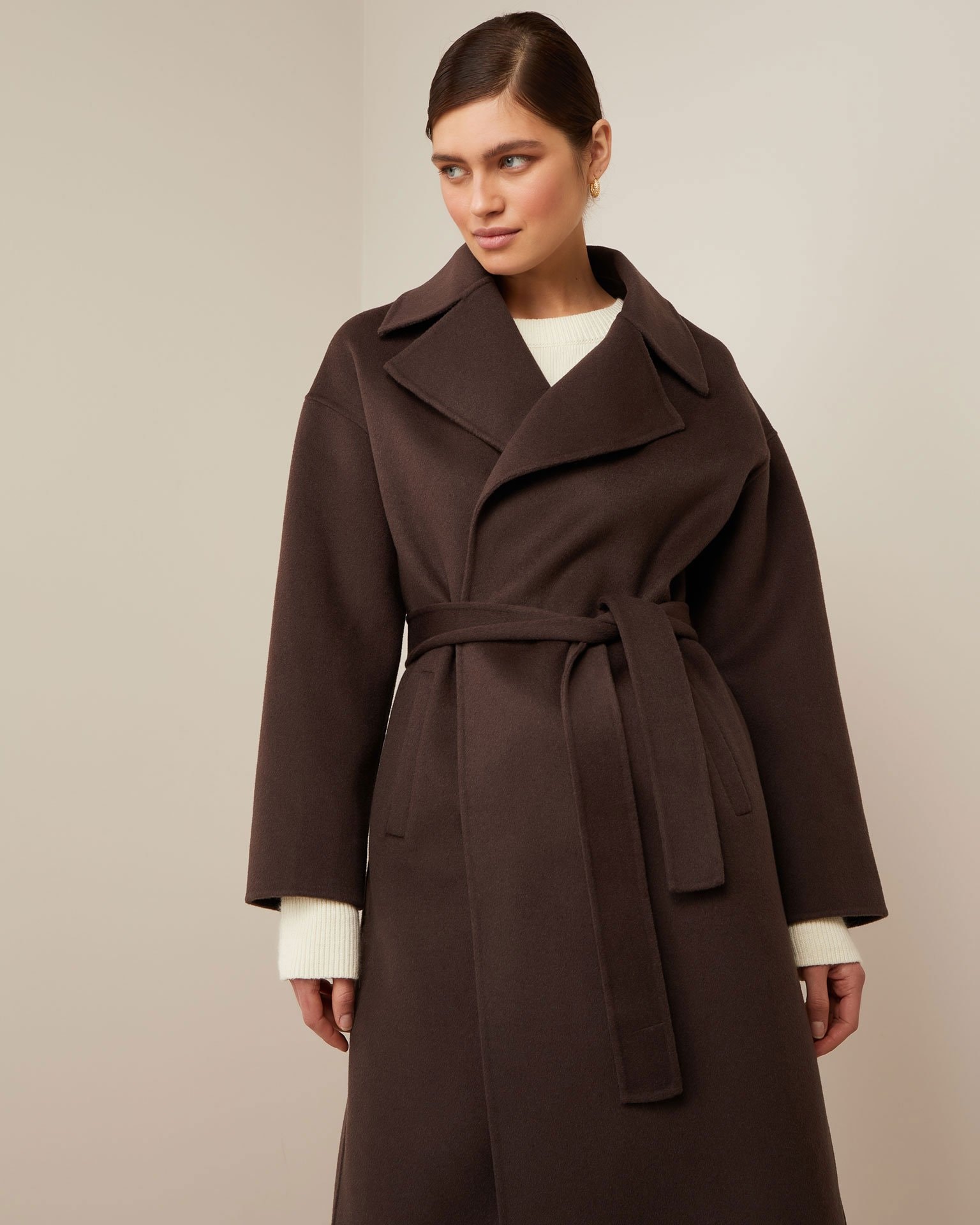Wool coat with belt, Brown — photo 4