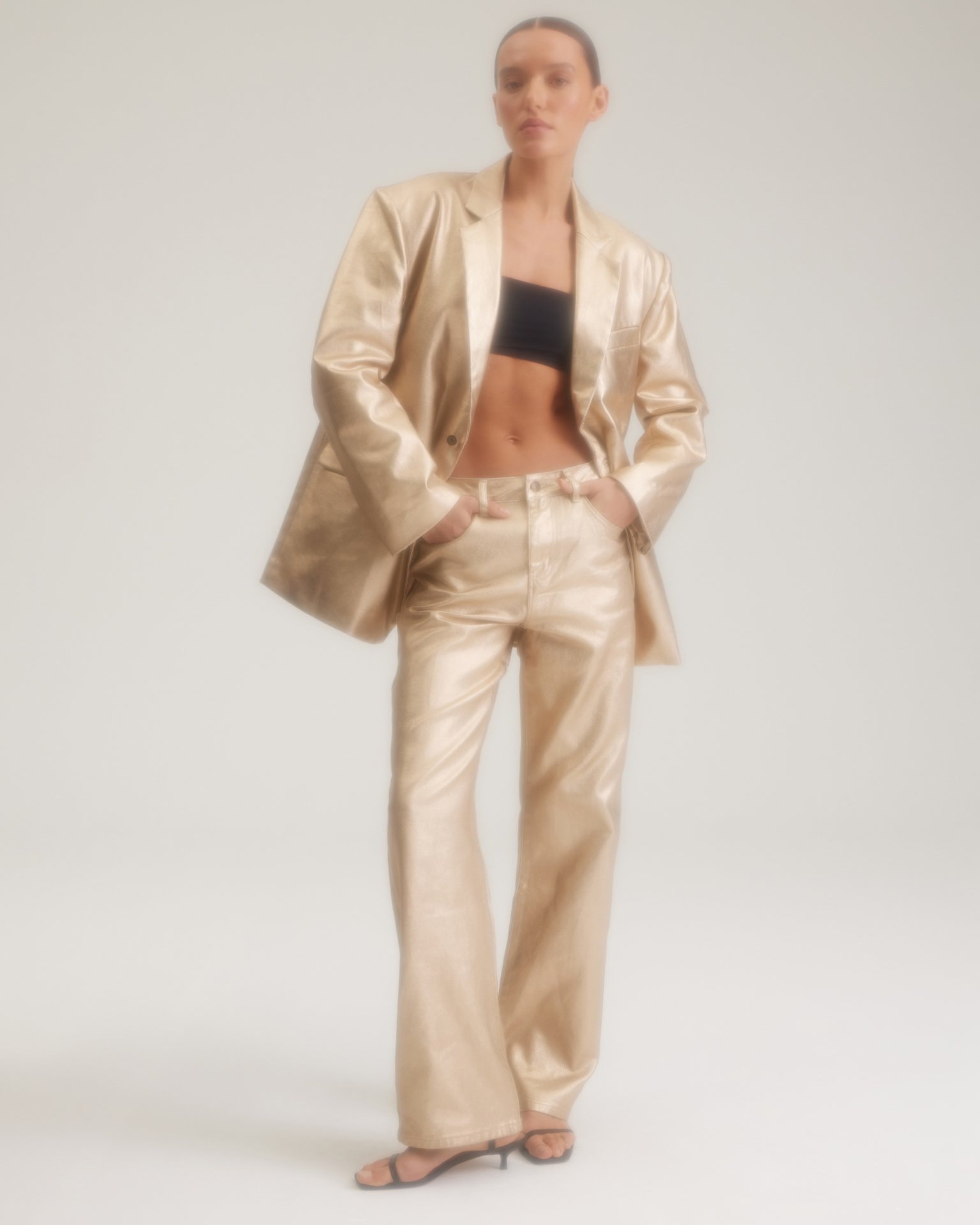 Jacket with a Metallic Effect, Golden — photo 5