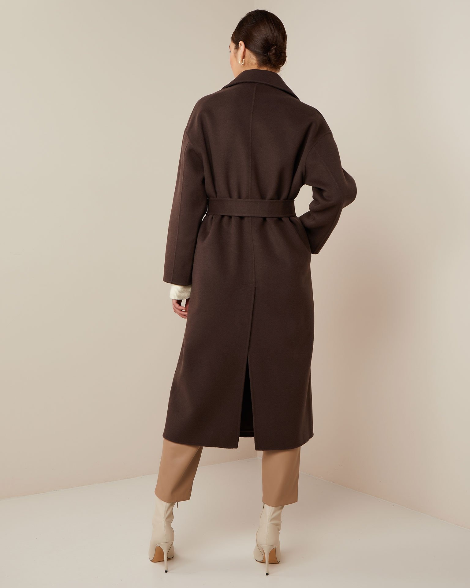 Wool coat with belt, Brown — photo 3