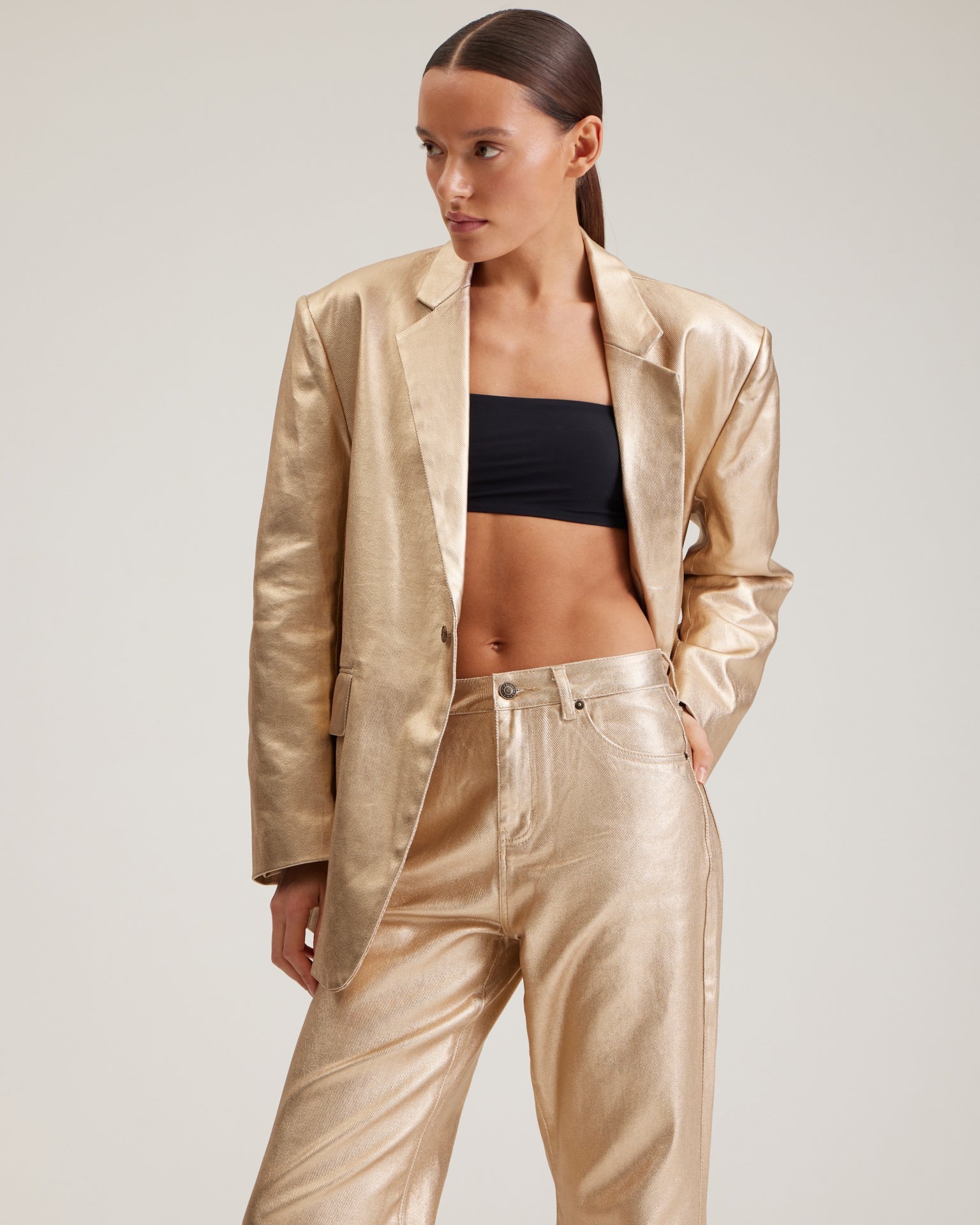 Jacket with a Metallic Effect, Golden — photo 6