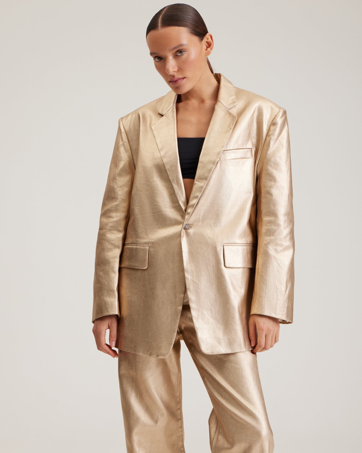 Jacket with a Metallic Effect, Golden