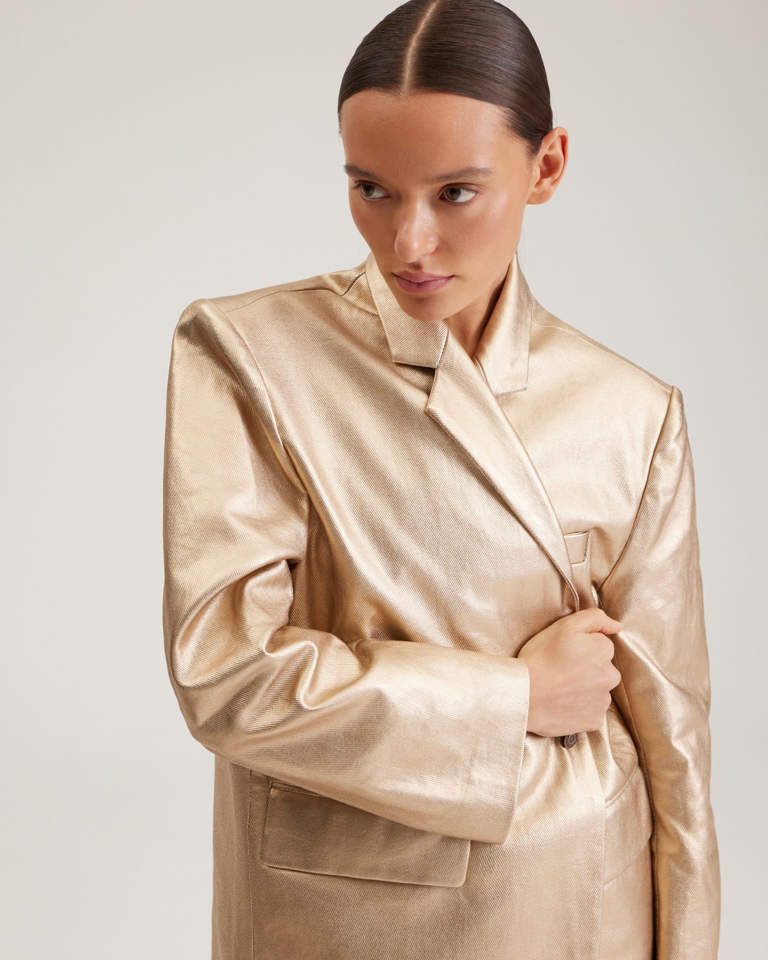 Jacket with a Metallic Effect, Golden — photo 7