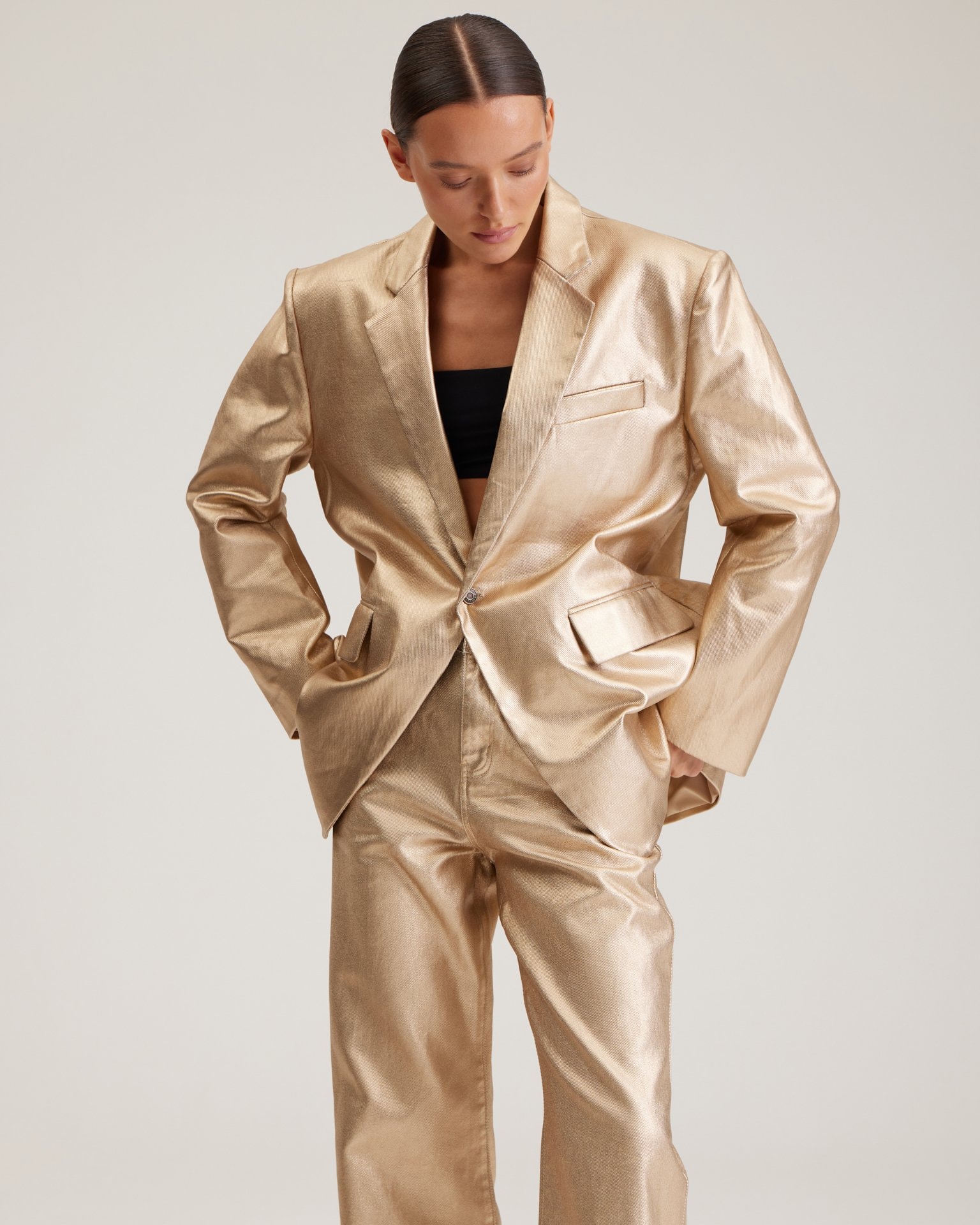 Jacket with a Metallic Effect, Golden — photo 2