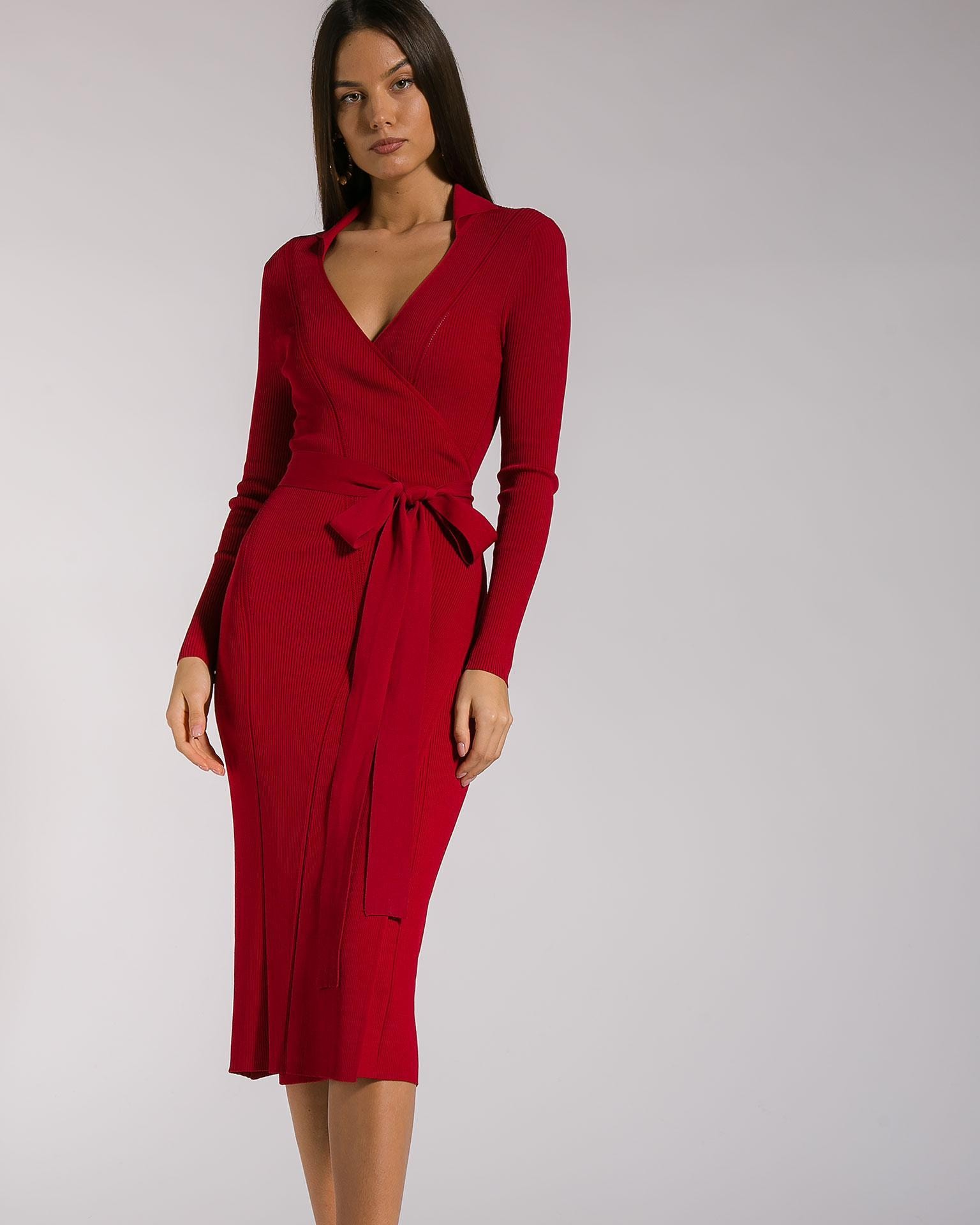 Midi dress in a rich burgundy tone, Burgundy