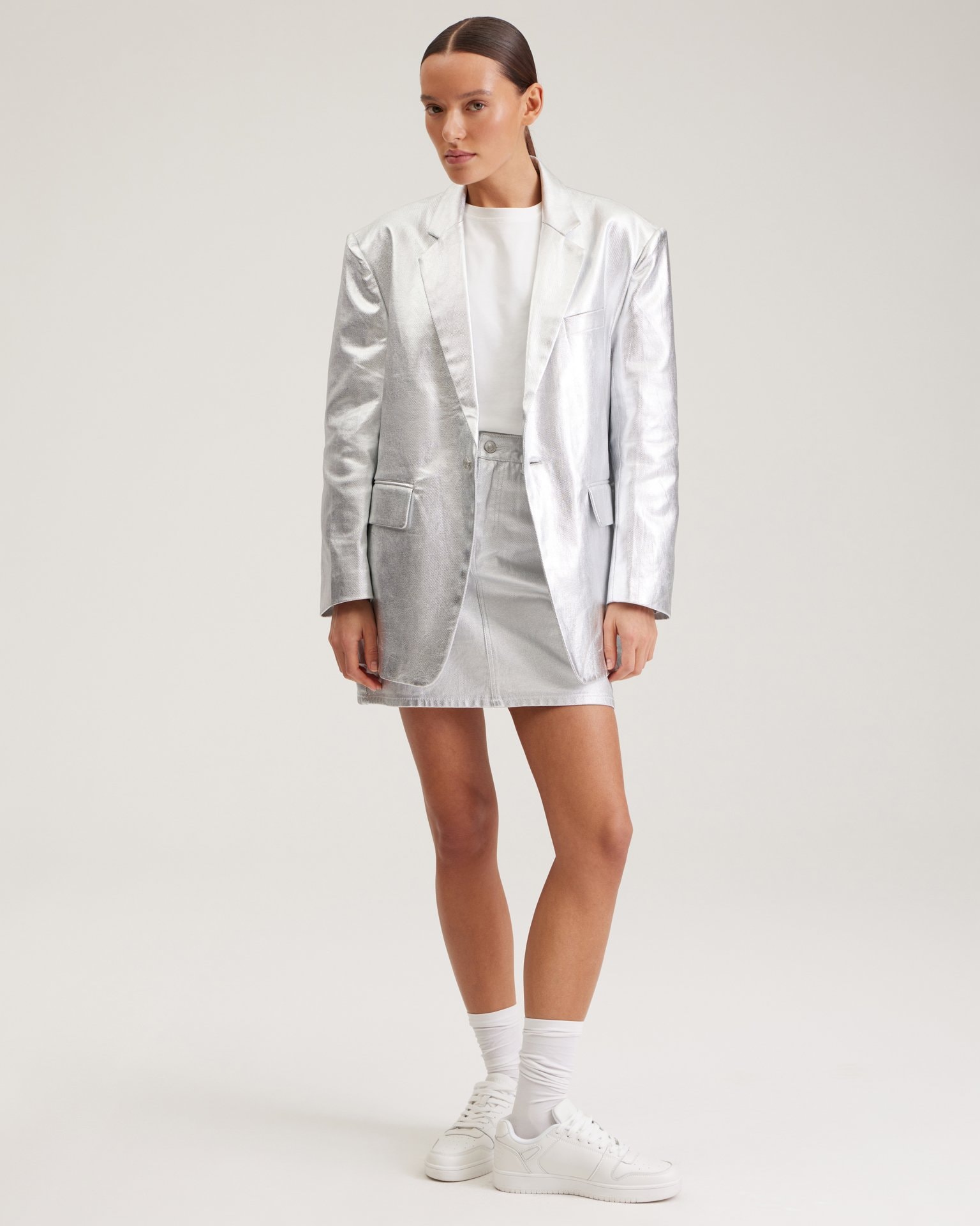 Metallic-effect jacket, Silver — photo 6