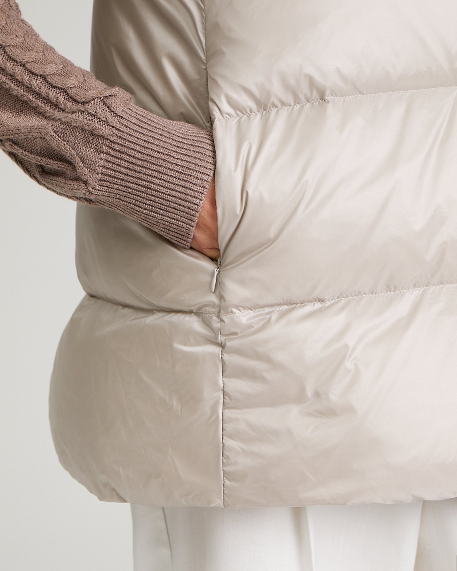 Insulated waistcoat with a stand-up collar, Beige — photo 9