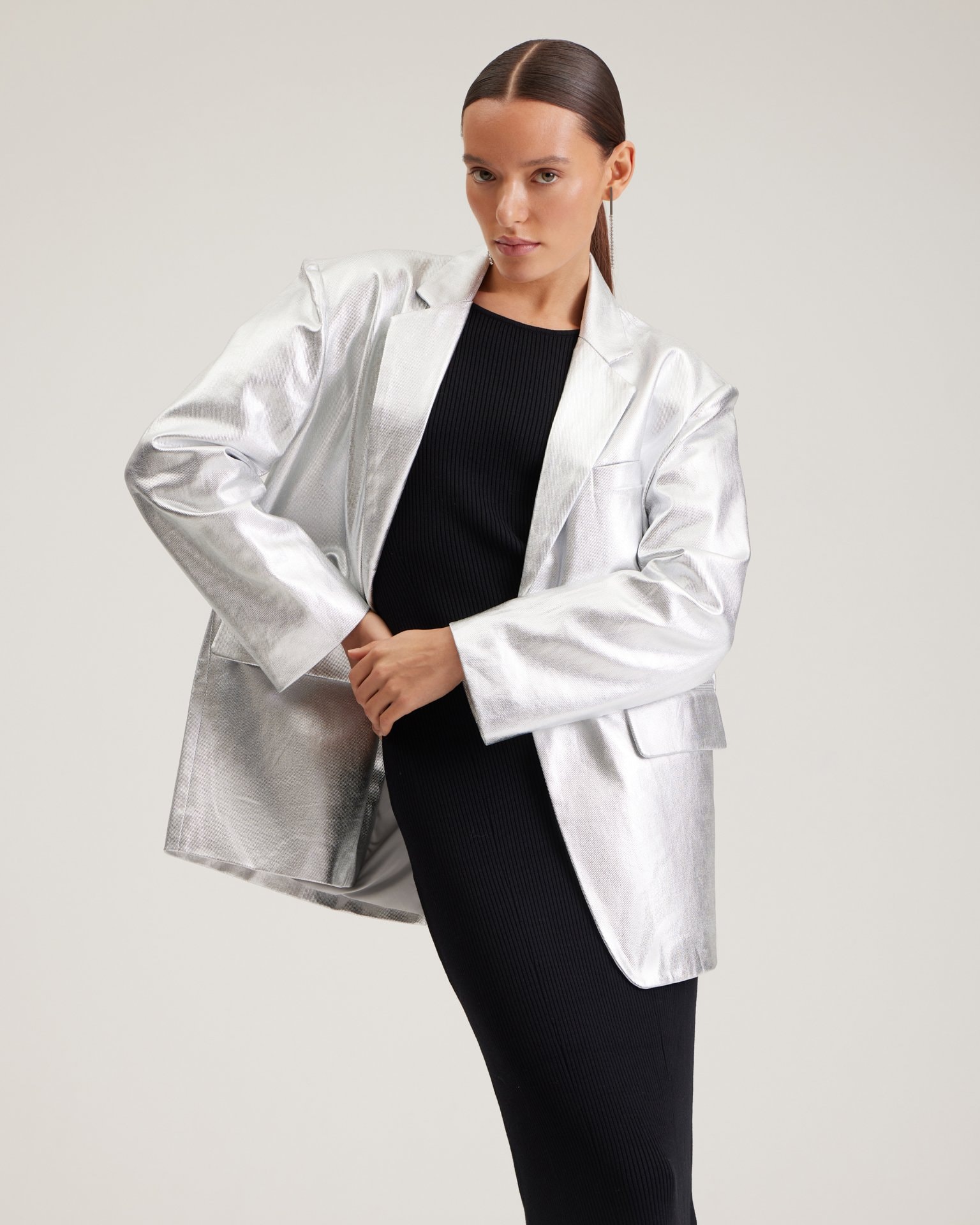 Metallic-effect jacket, Silver — photo 5