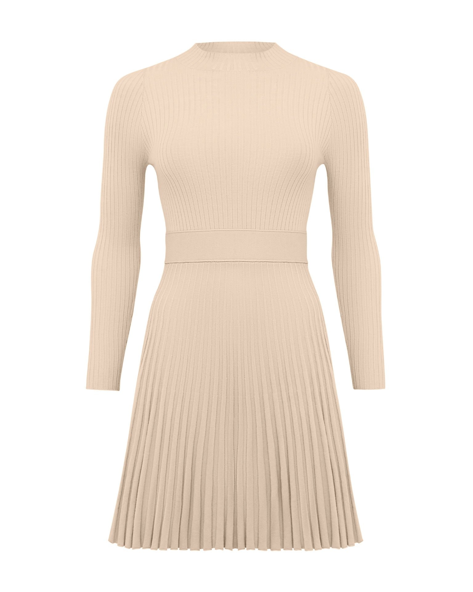 Flared Viscose Dress, Beige — photo 6