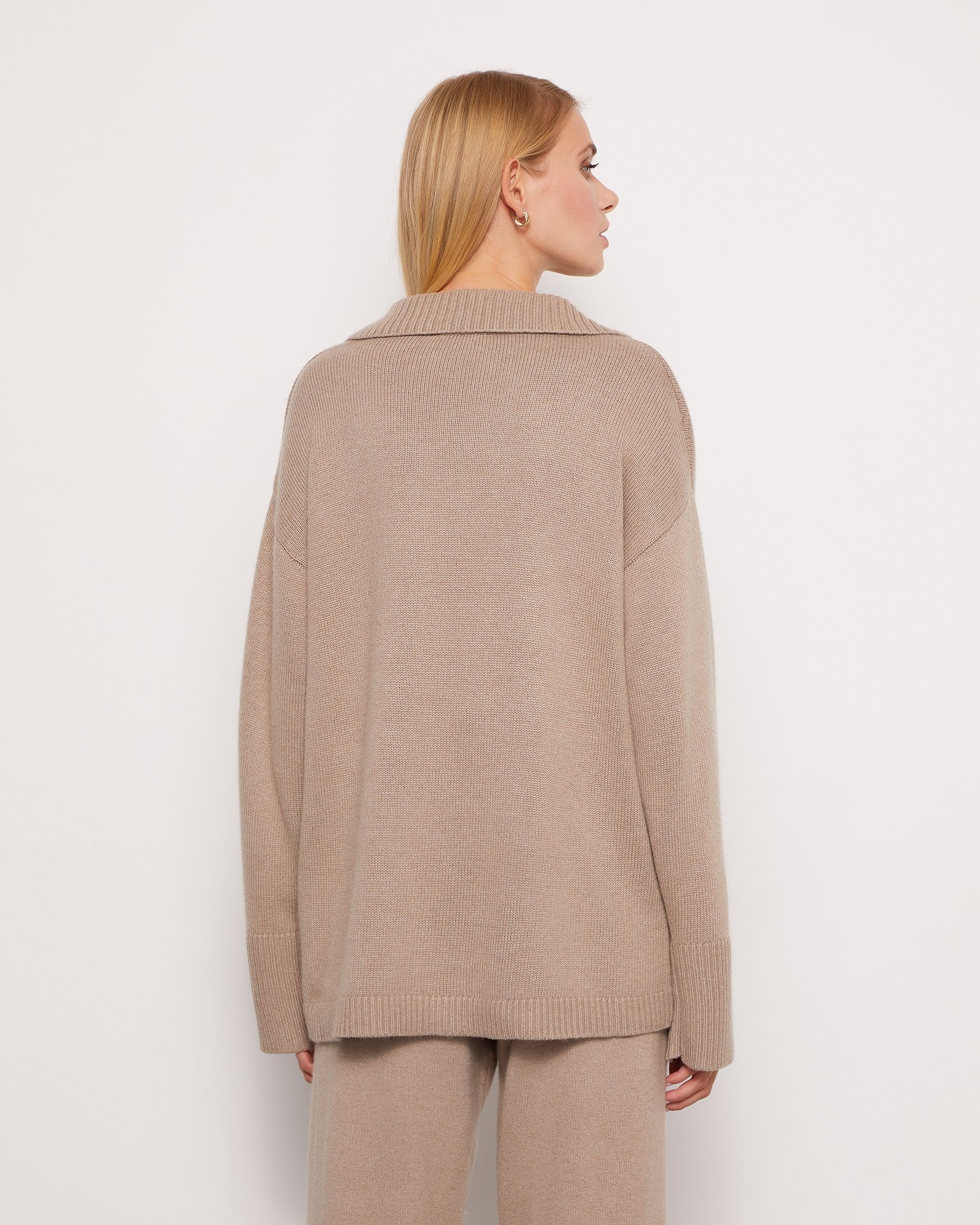 Jumper with a shirt collar, Brown — photo 3