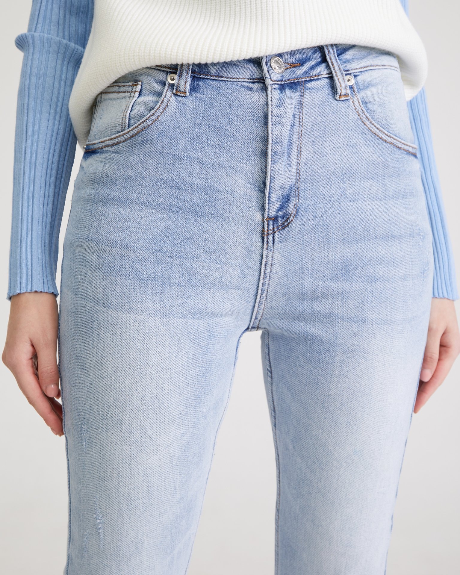 Light blue skinny jeans, Grey-Blue — photo 6