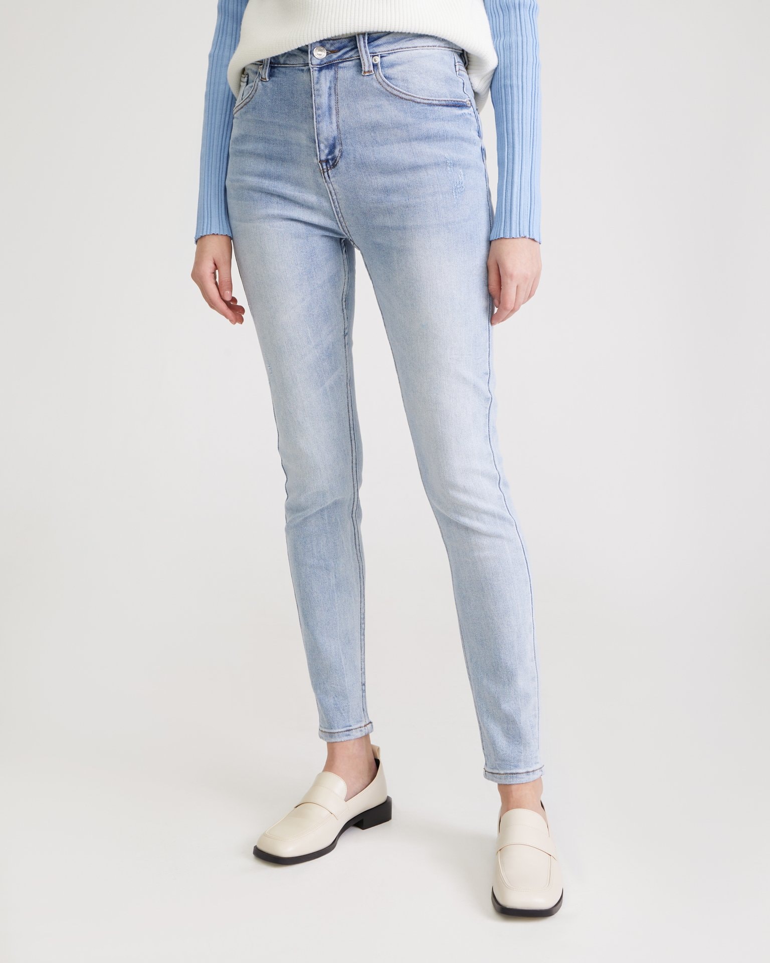 Light blue skinny jeans, Grey-Blue — photo 4