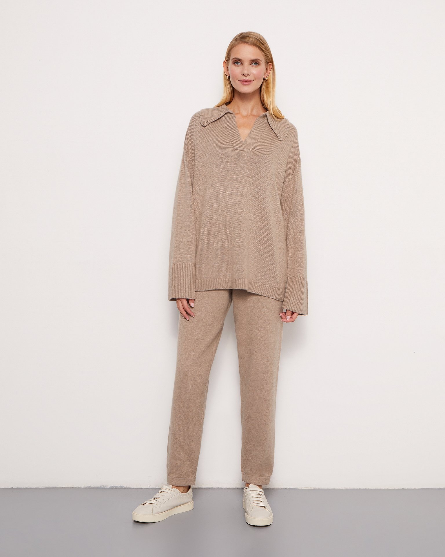 Jumper with a shirt collar, Brown — photo 2
