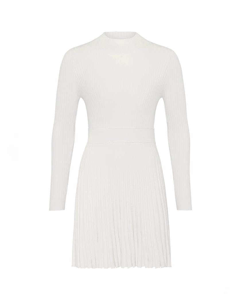 Dress with a Pleated Skirt, White — photo 2