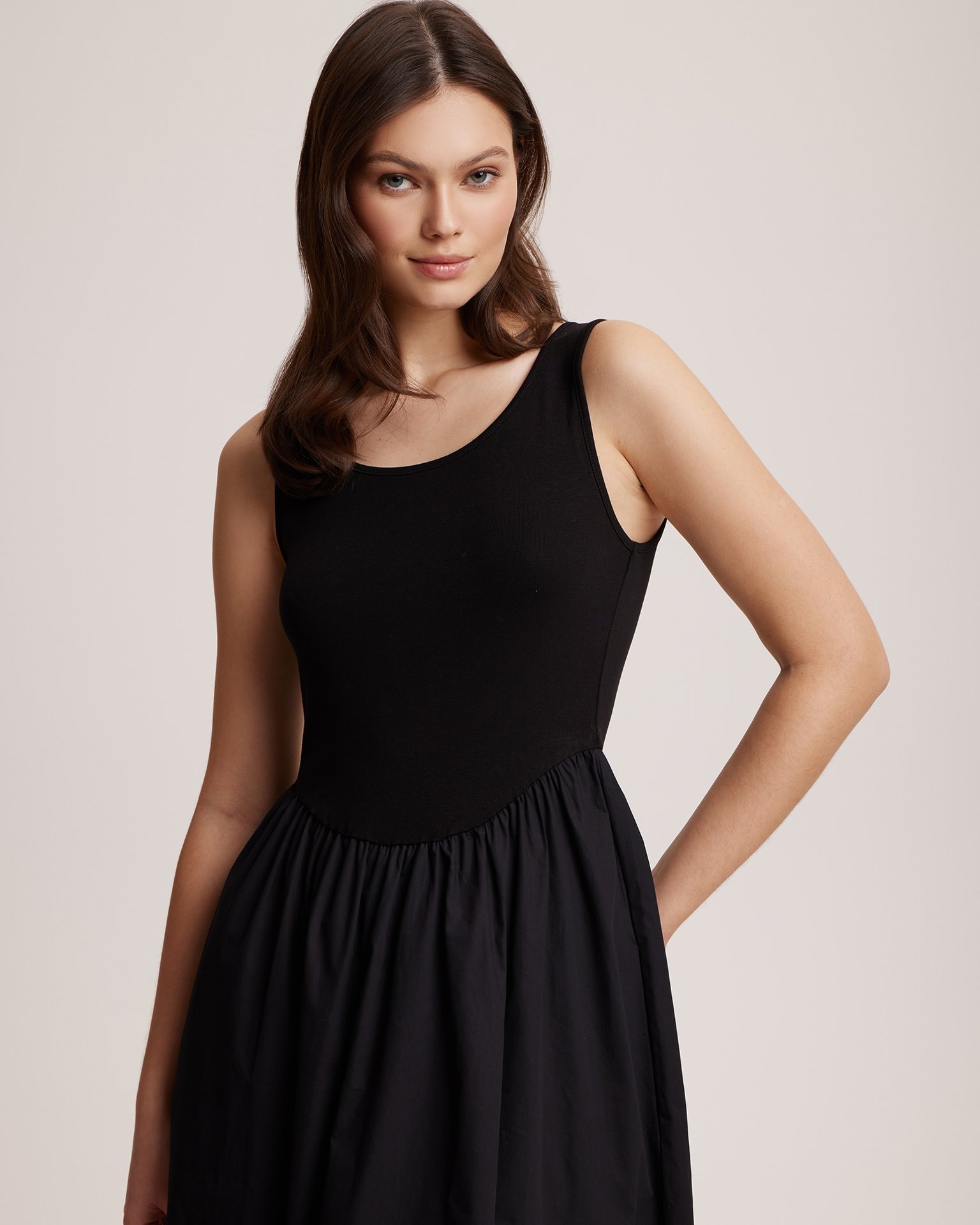 Black Pinafore Dress, Black — photo 5