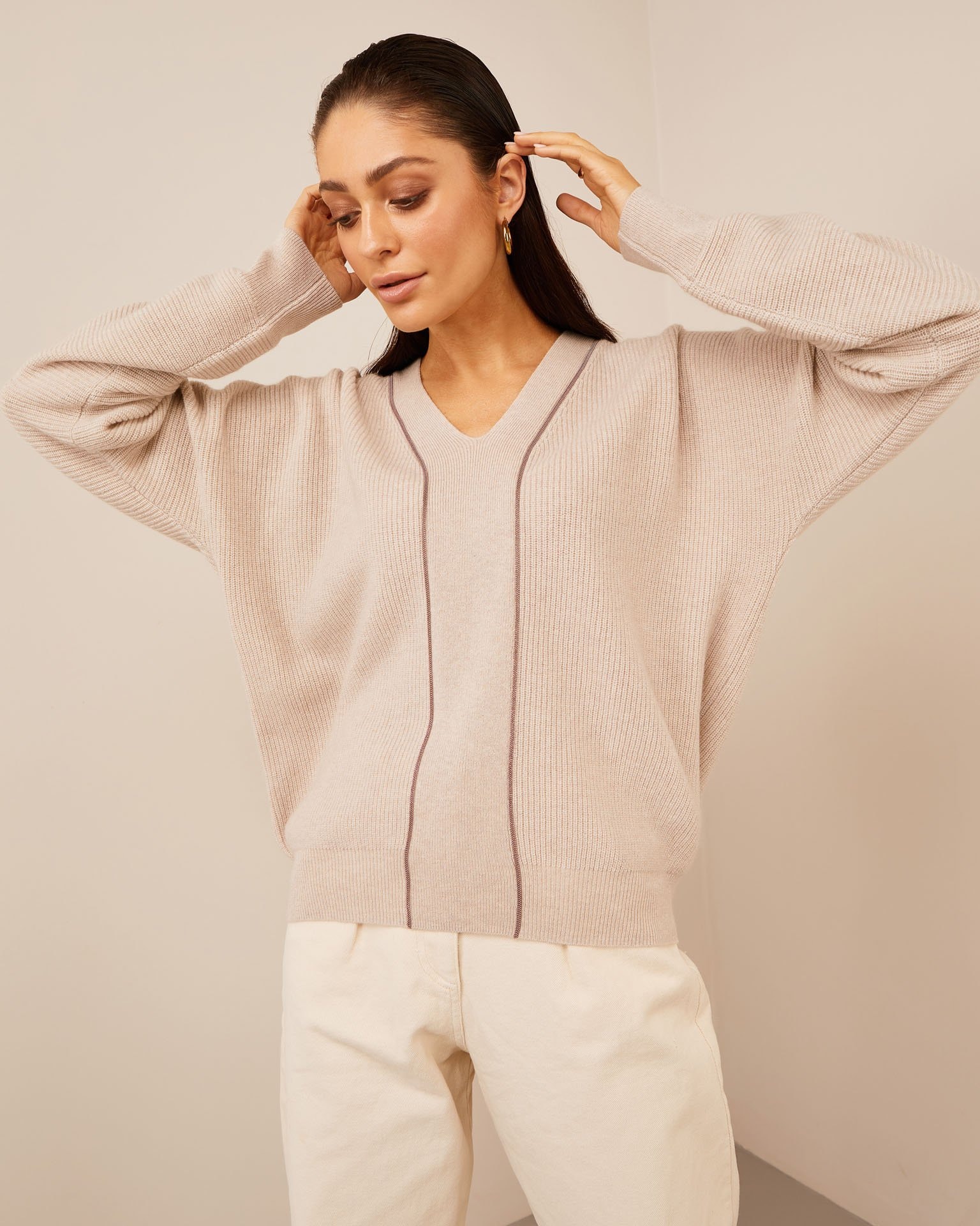 Cashmere Sweater, Beige — photo 2