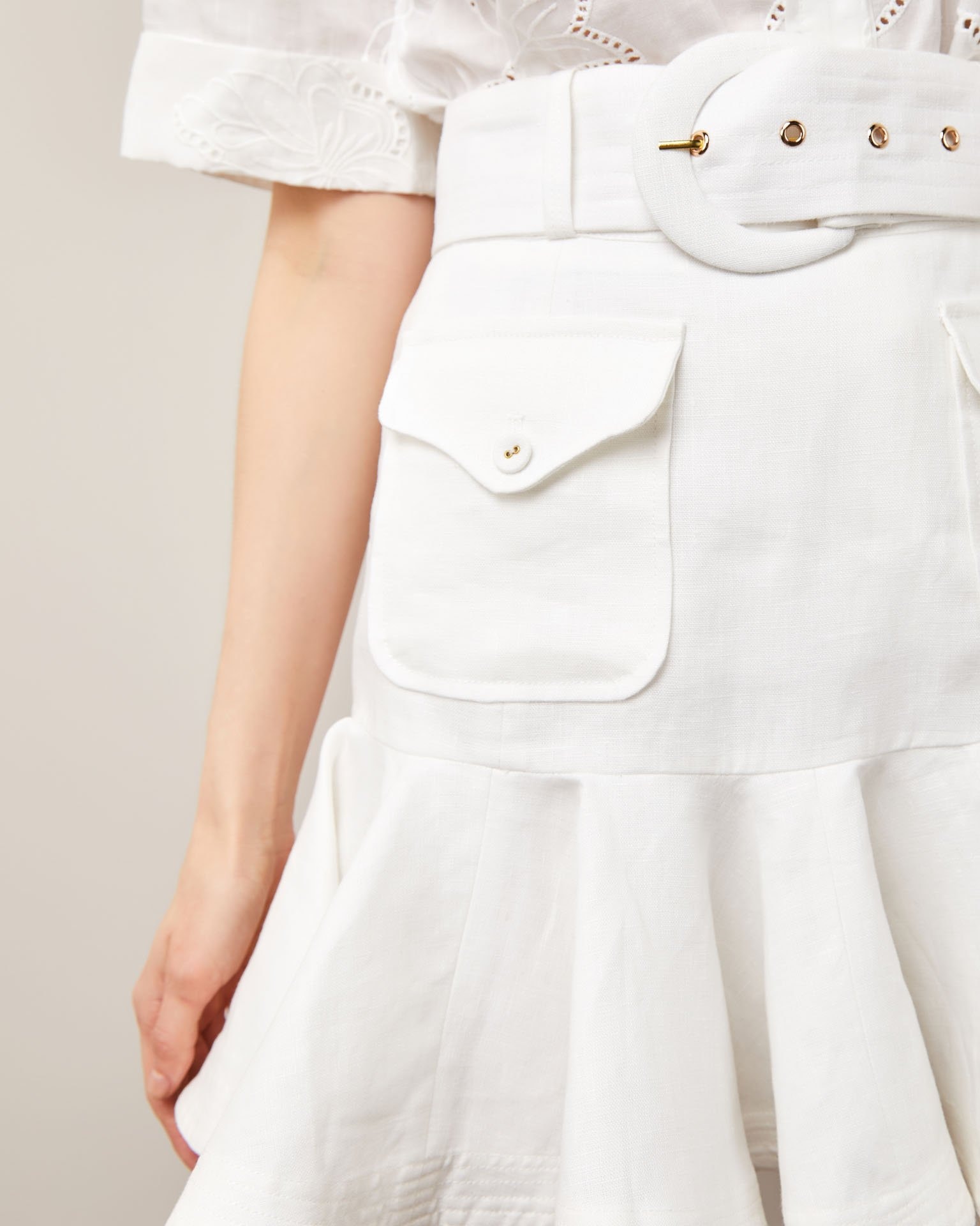 Flounced mini skirt, White — photo 4