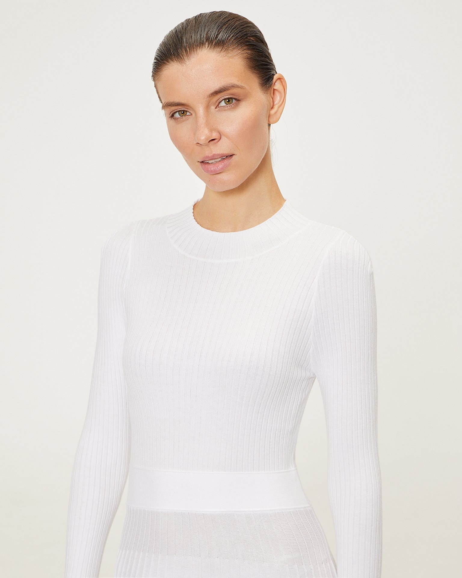 Dress with a Pleated Skirt, White — photo 5