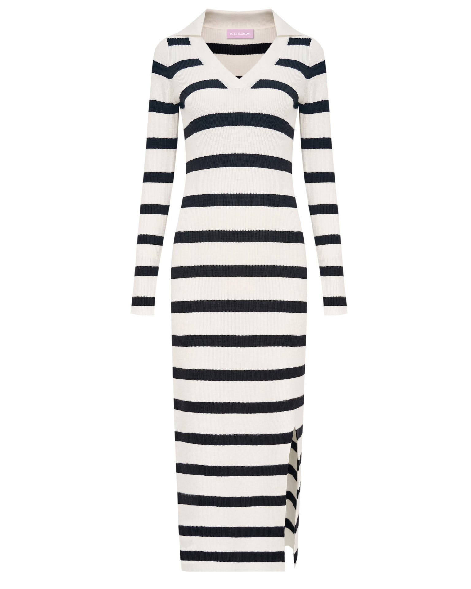 Knitted dress with a slit, White — photo 8