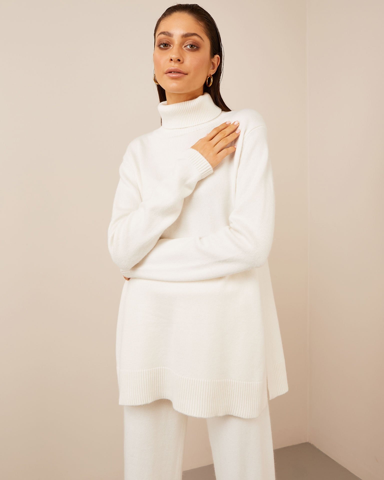 Trouser suit made from cashmere yarn, White — photo 2