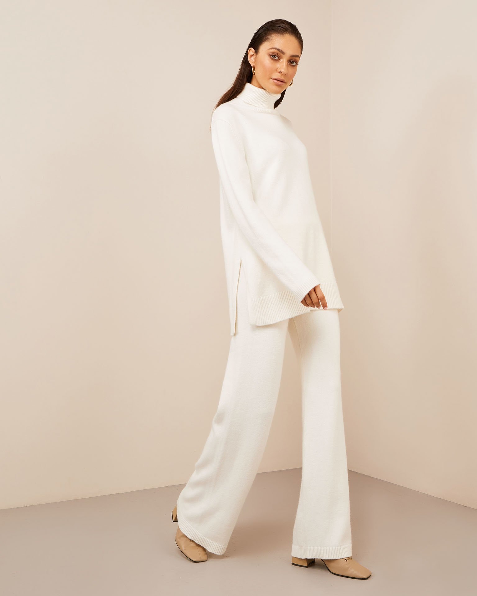 Trouser suit made from cashmere yarn, White — photo 4