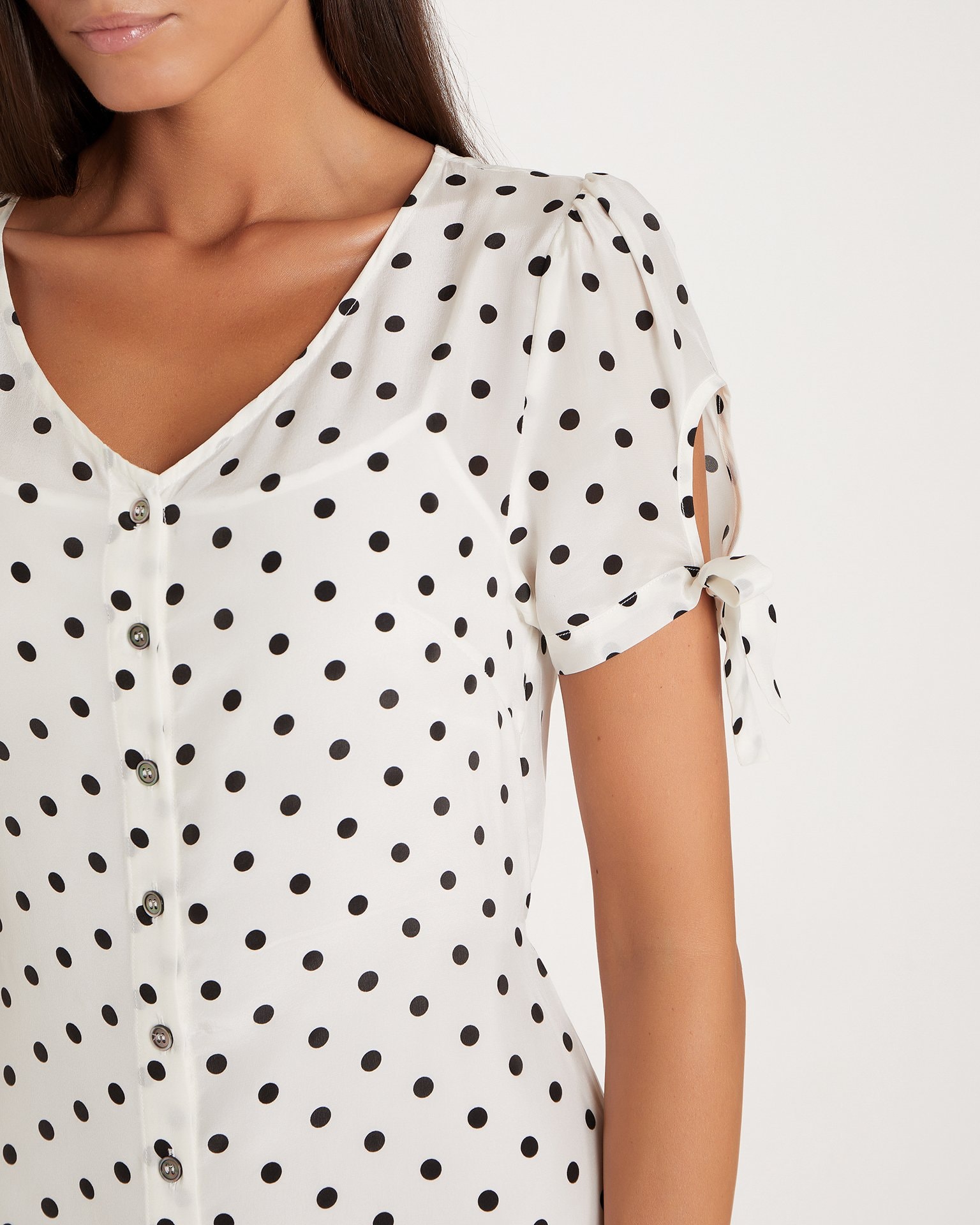 100% Silk Dress, White — photo 4