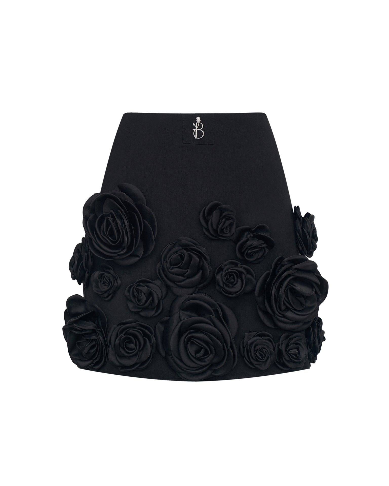 Skirt with 3D flowers, Black — photo 9