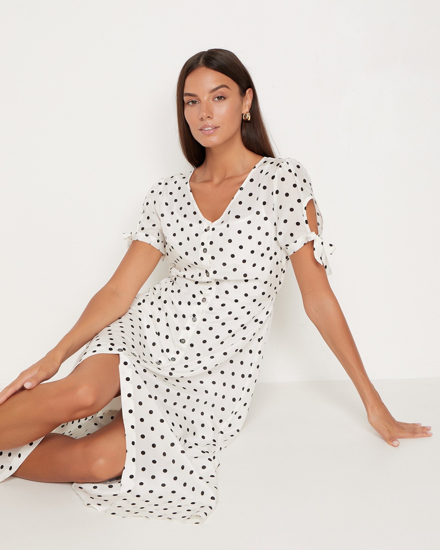 100% Silk Dress, White