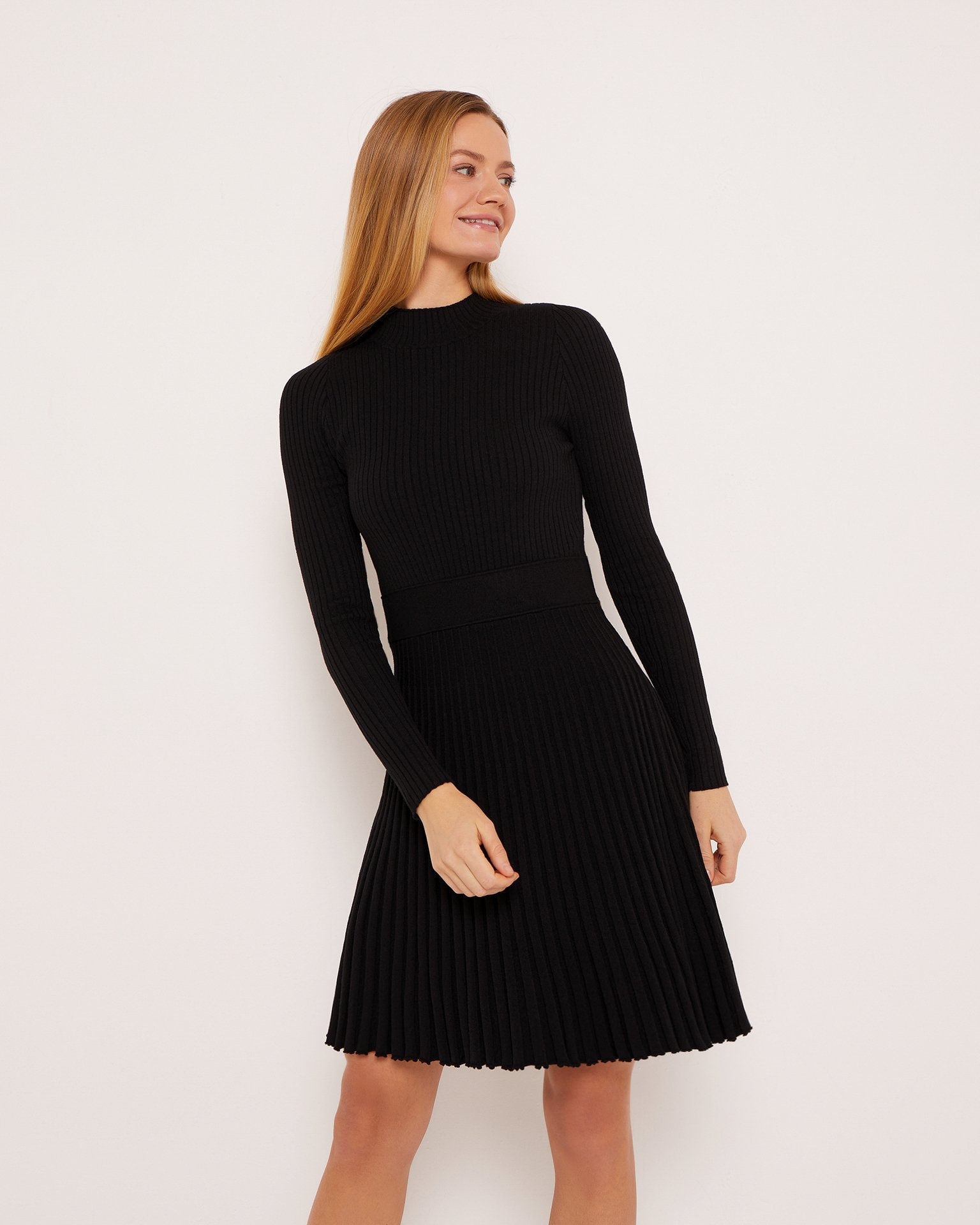 Pleated dress, Black — photo 4