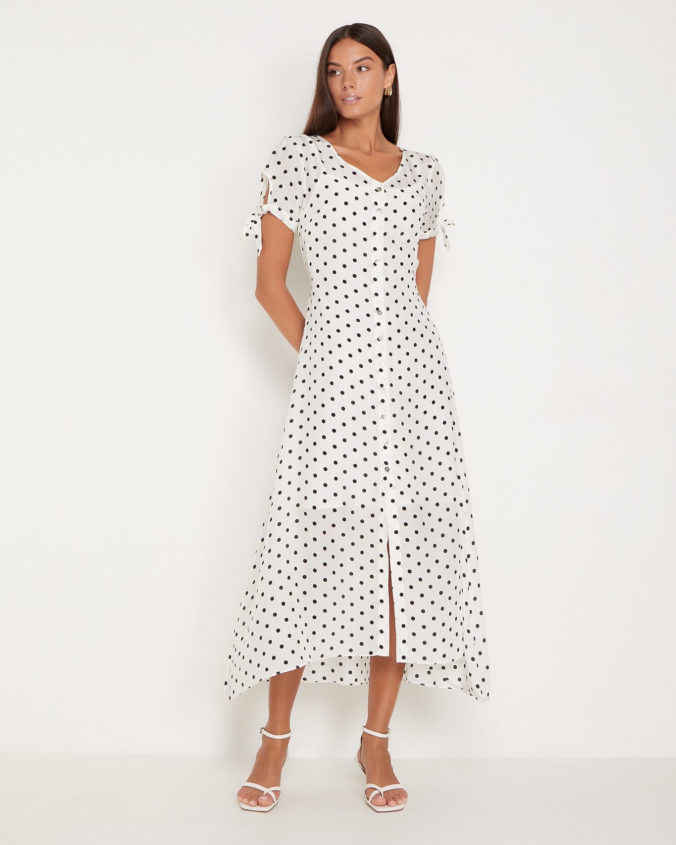 100% Silk Dress, White — photo 2