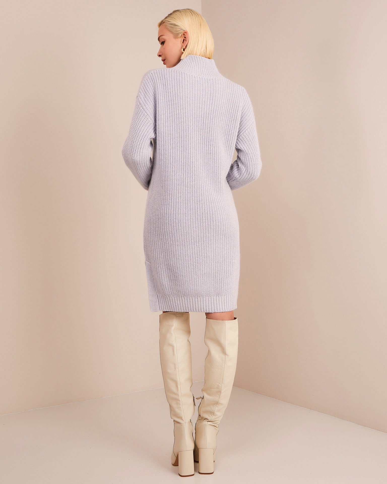 Blue knitted dress, Blue — photo 3