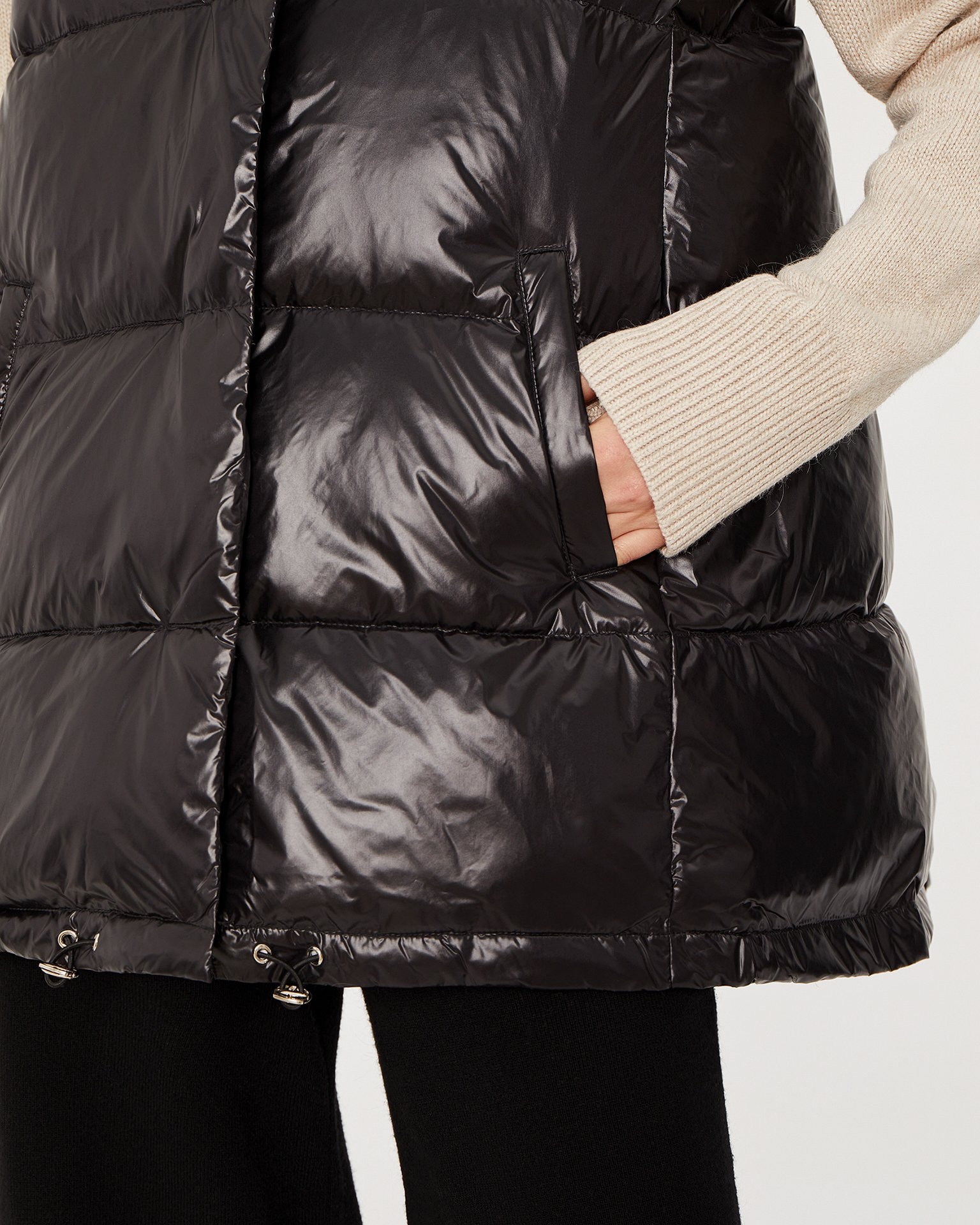 Down and feather gilet in black, Black — photo 5