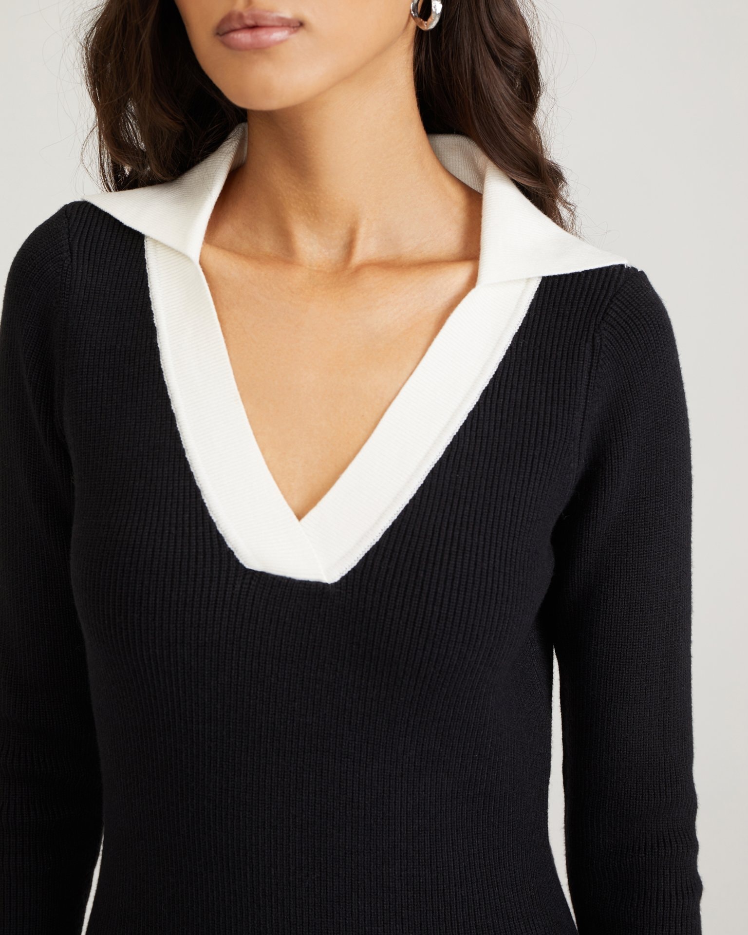 Knitted dress with a slit, Black — photo 9