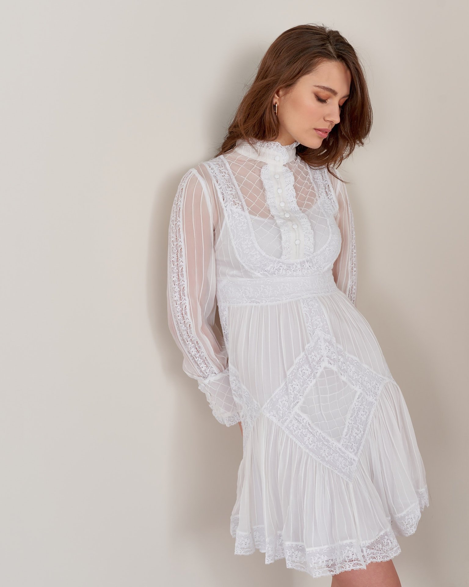 Dress made from 100% silk, White