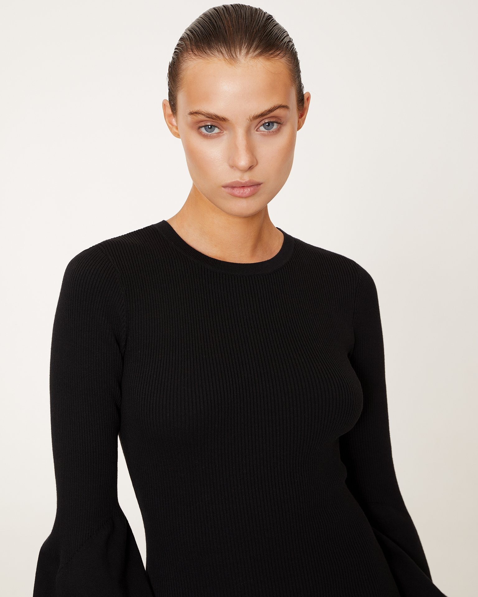 Fitted midi dress in black, Black — photo 5