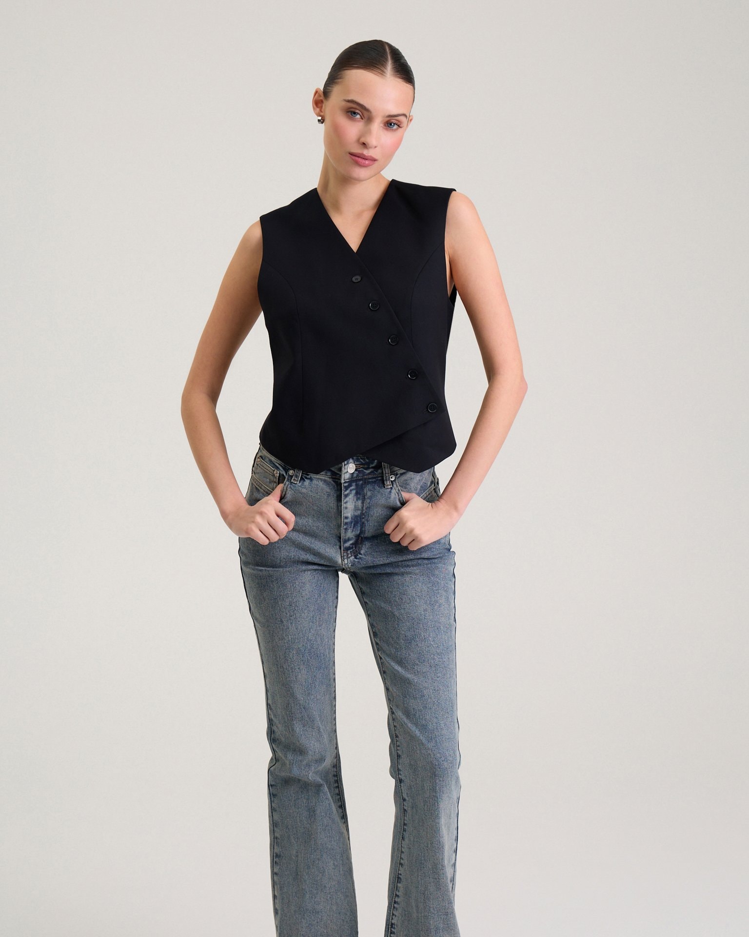 Flared jeans in dusty blue, Light Blue — photo 3