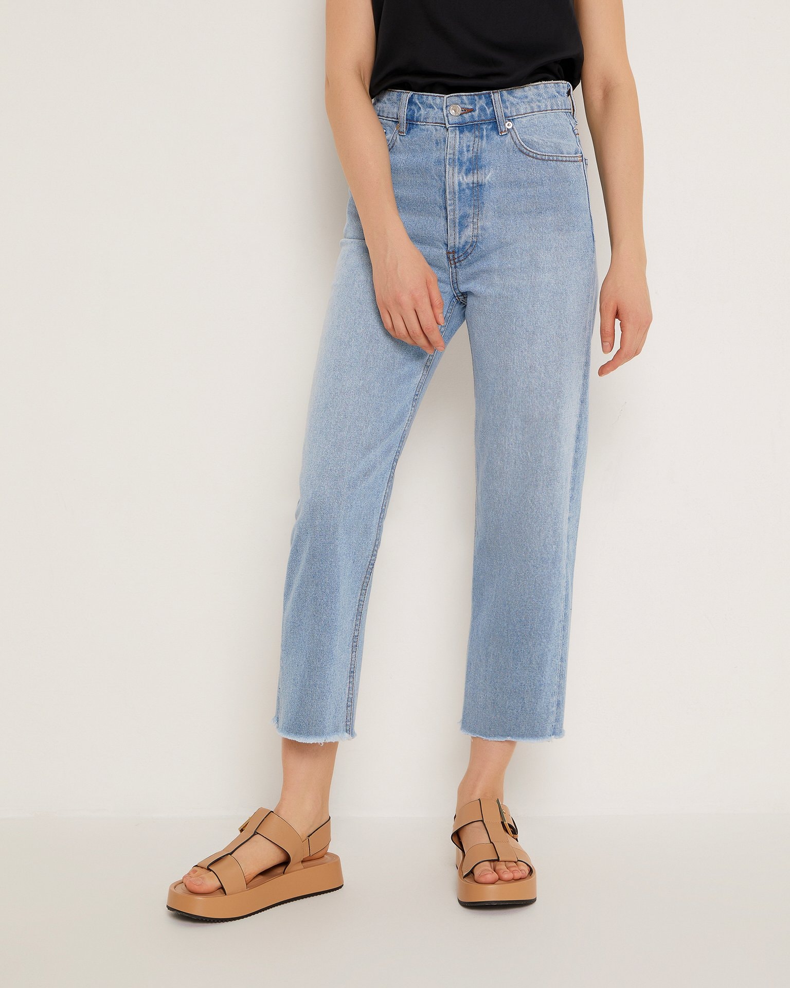 Light blue wide-leg jeans, Blue — photo 5