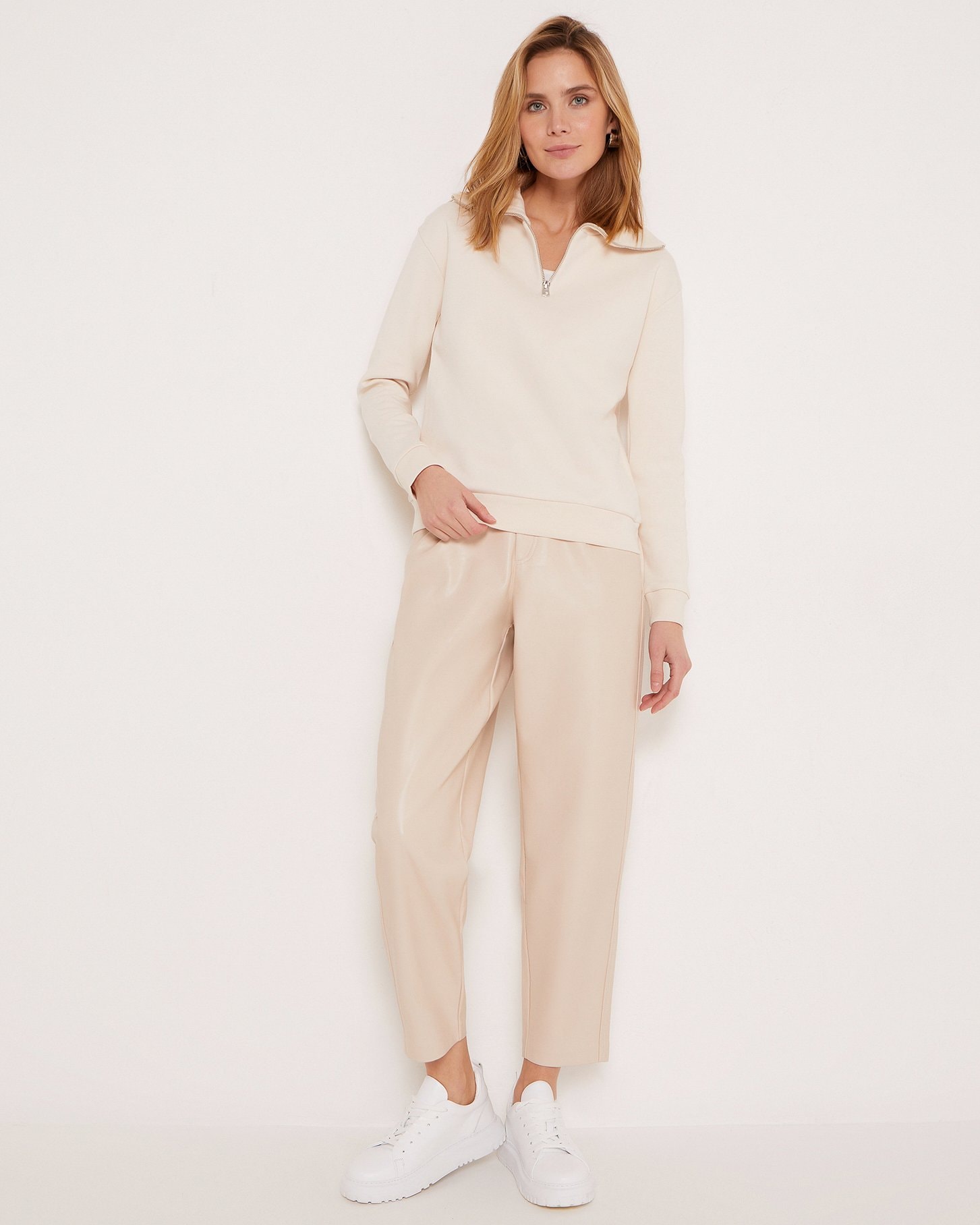 Zip-front jumper, Beige — photo 2