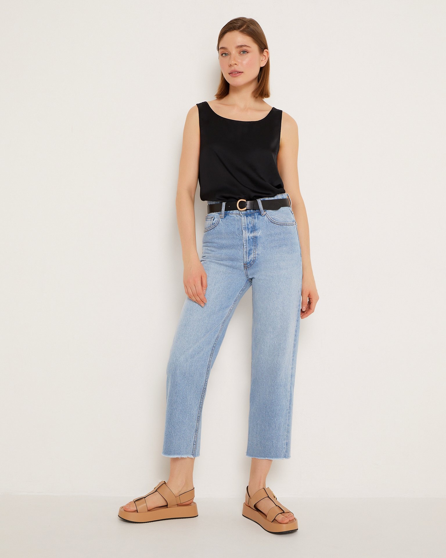 Light blue wide-leg jeans, Blue — photo 2