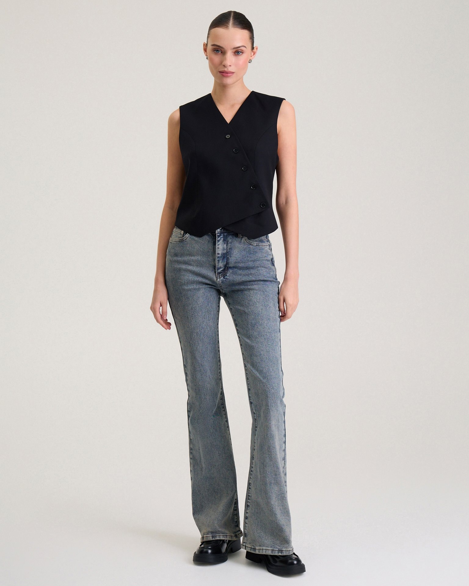 Flared jeans in dusty blue, Light Blue — photo 4