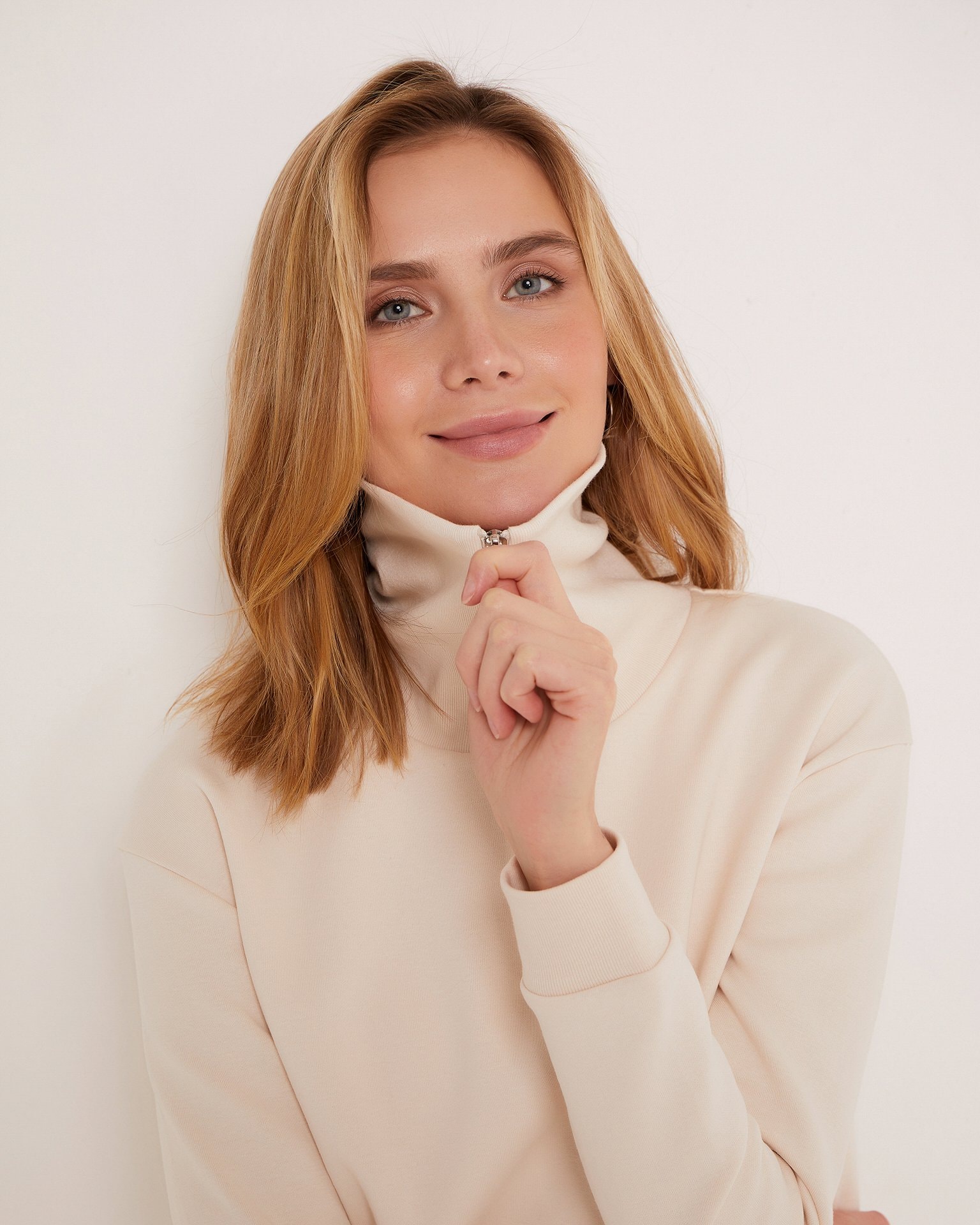 Zip-front jumper, Beige — photo 5