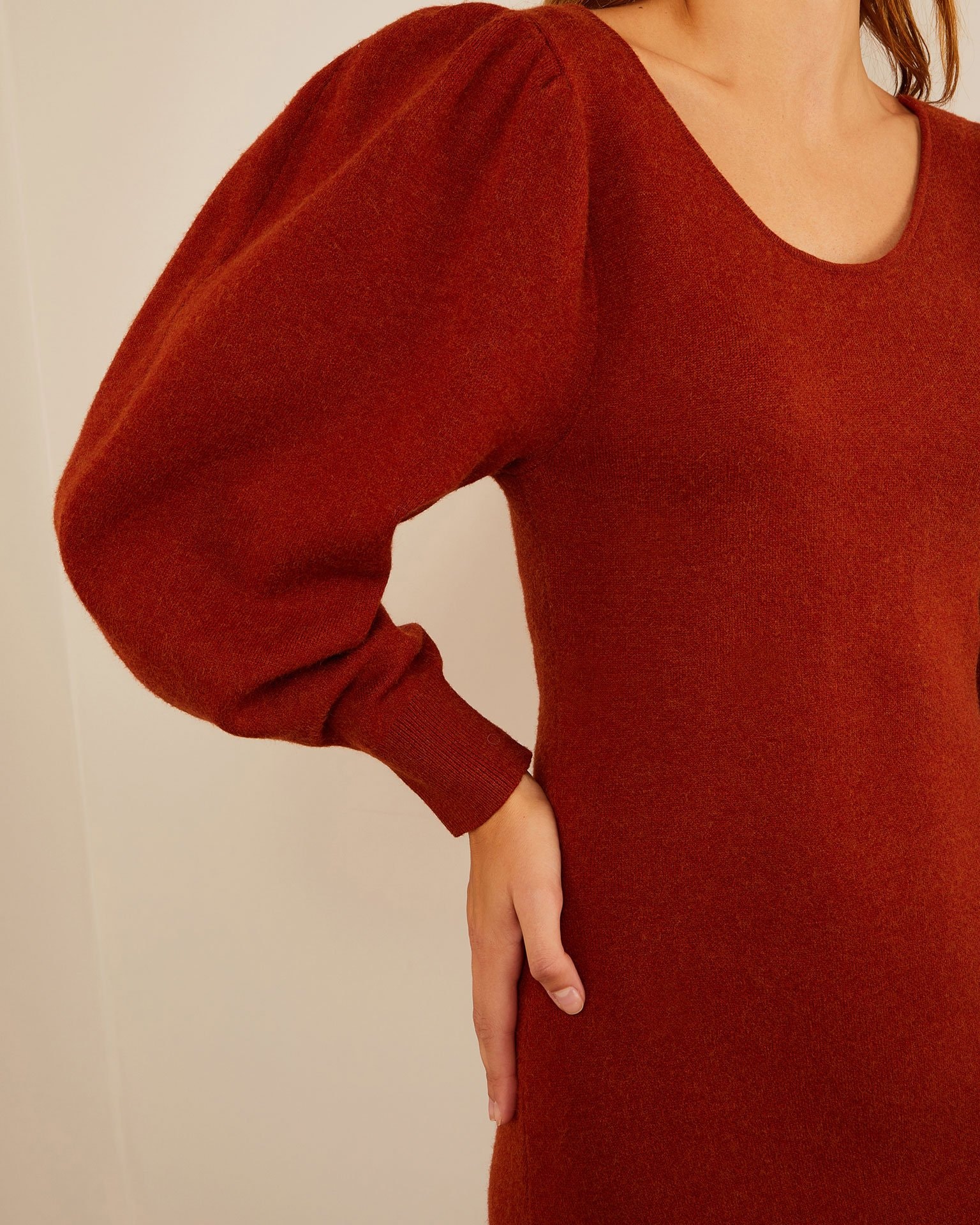 Terracotta Wool Dress, Terracotta — photo 4