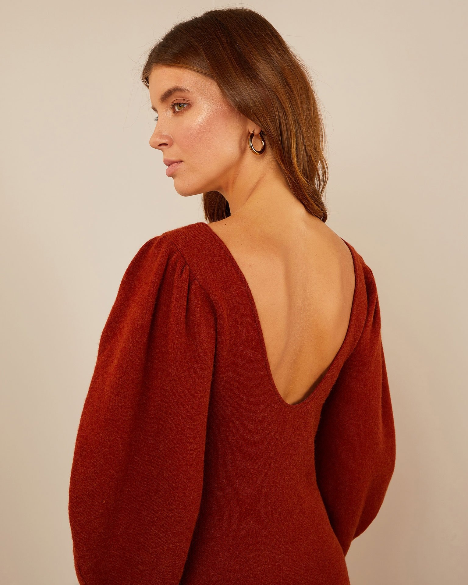 Terracotta Wool Dress, Terracotta — photo 5
