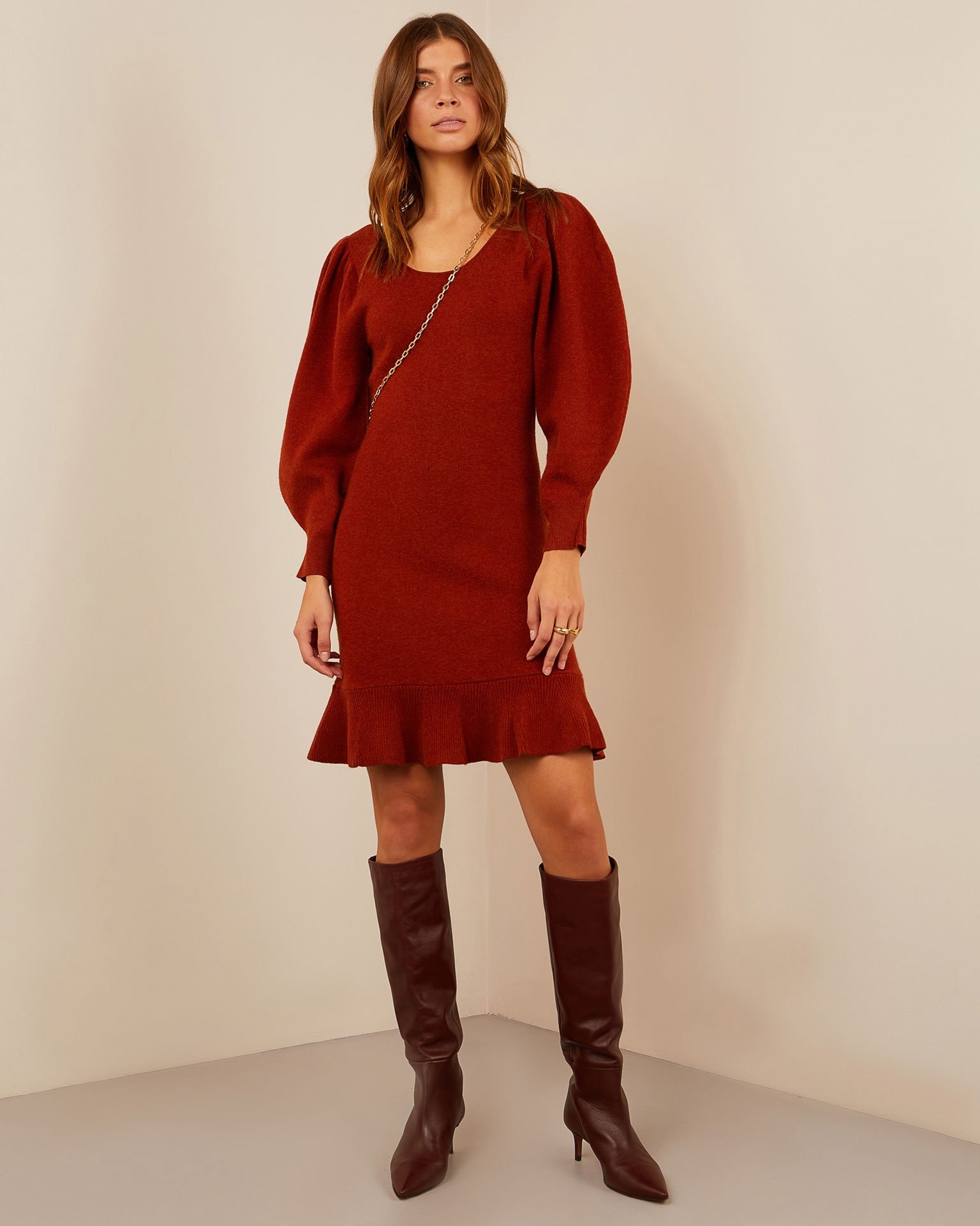 Terracotta Wool Dress, Terracotta