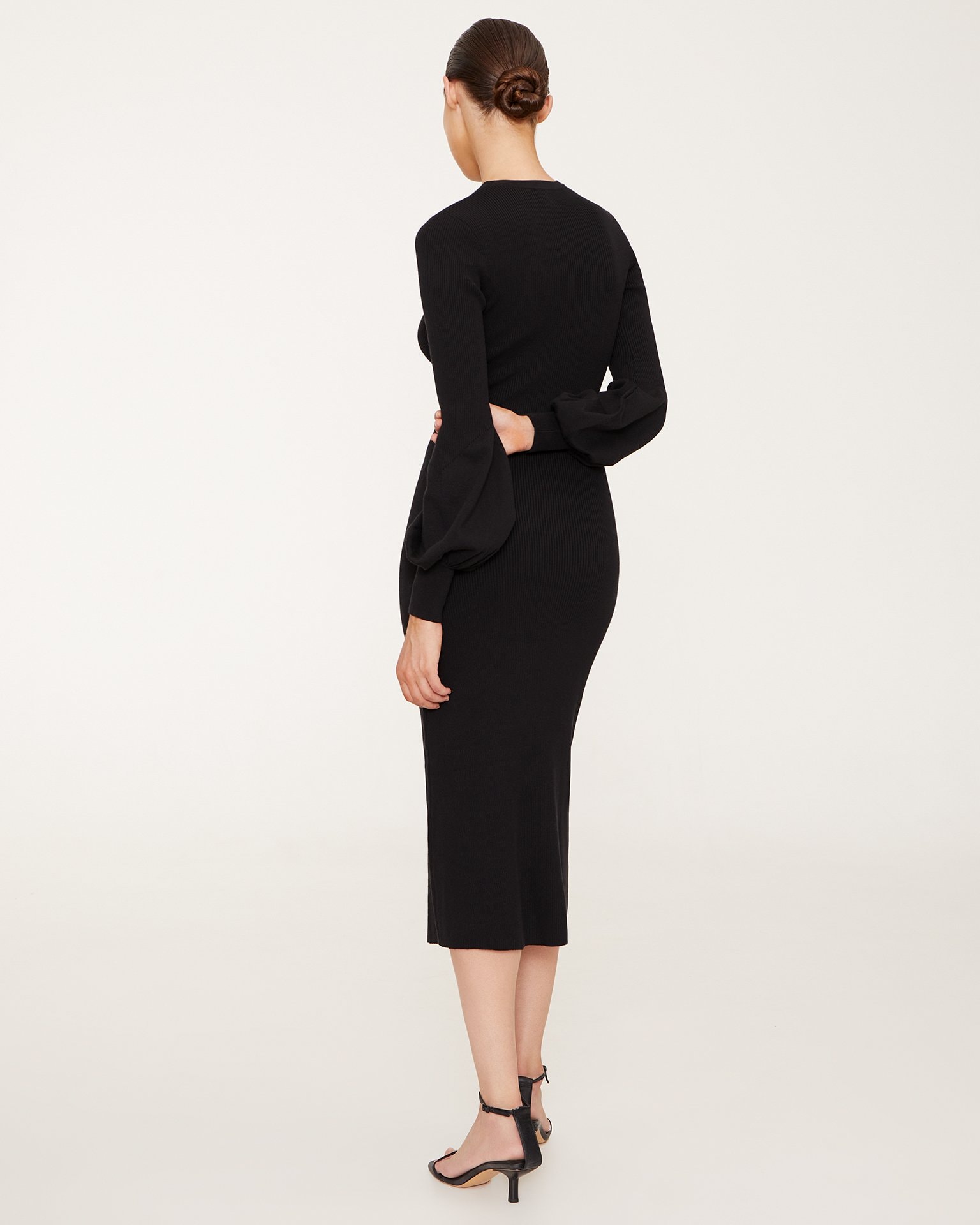 Fitted midi dress in black, Black — photo 3