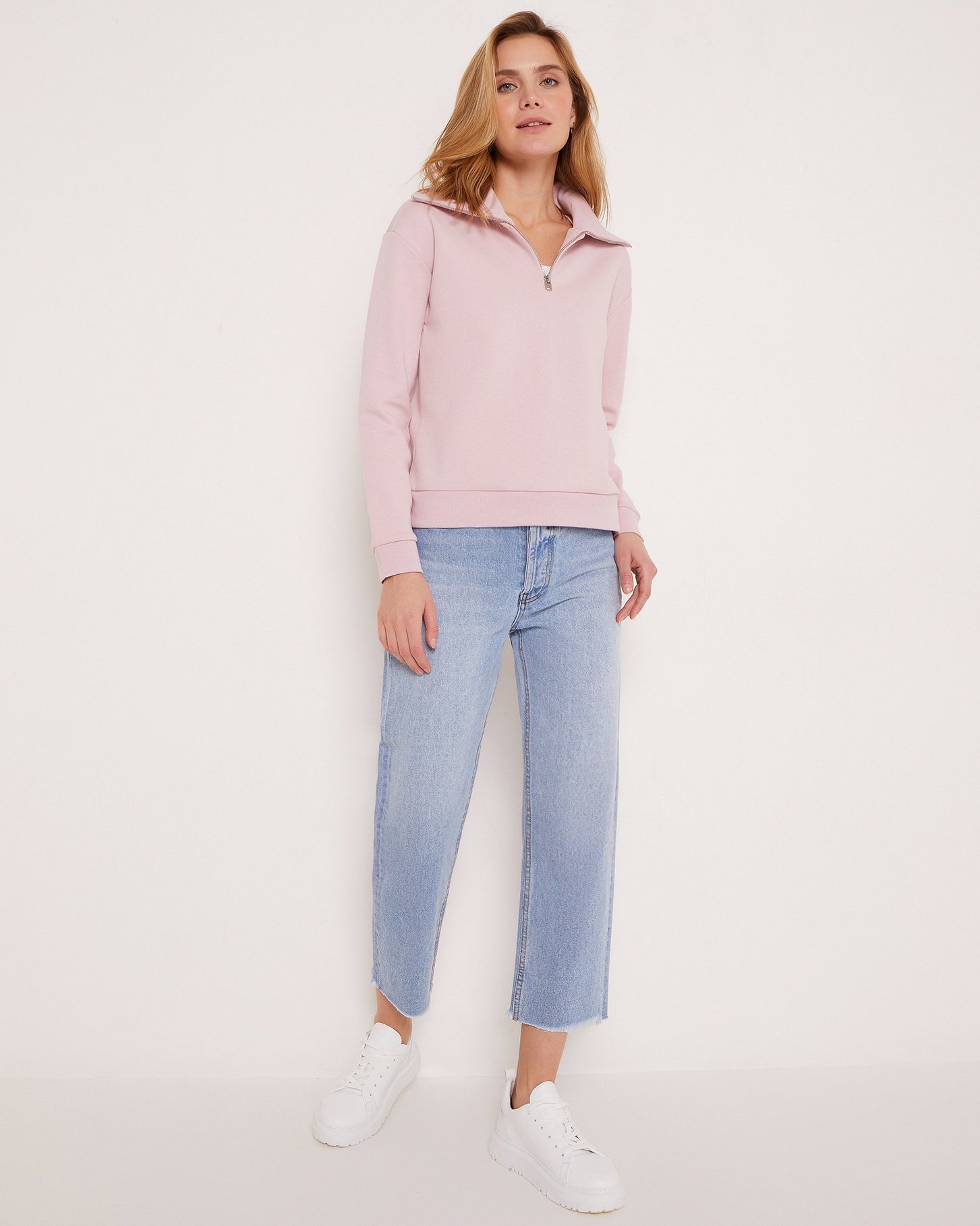 Zip-collar sweater, Pink — photo 2