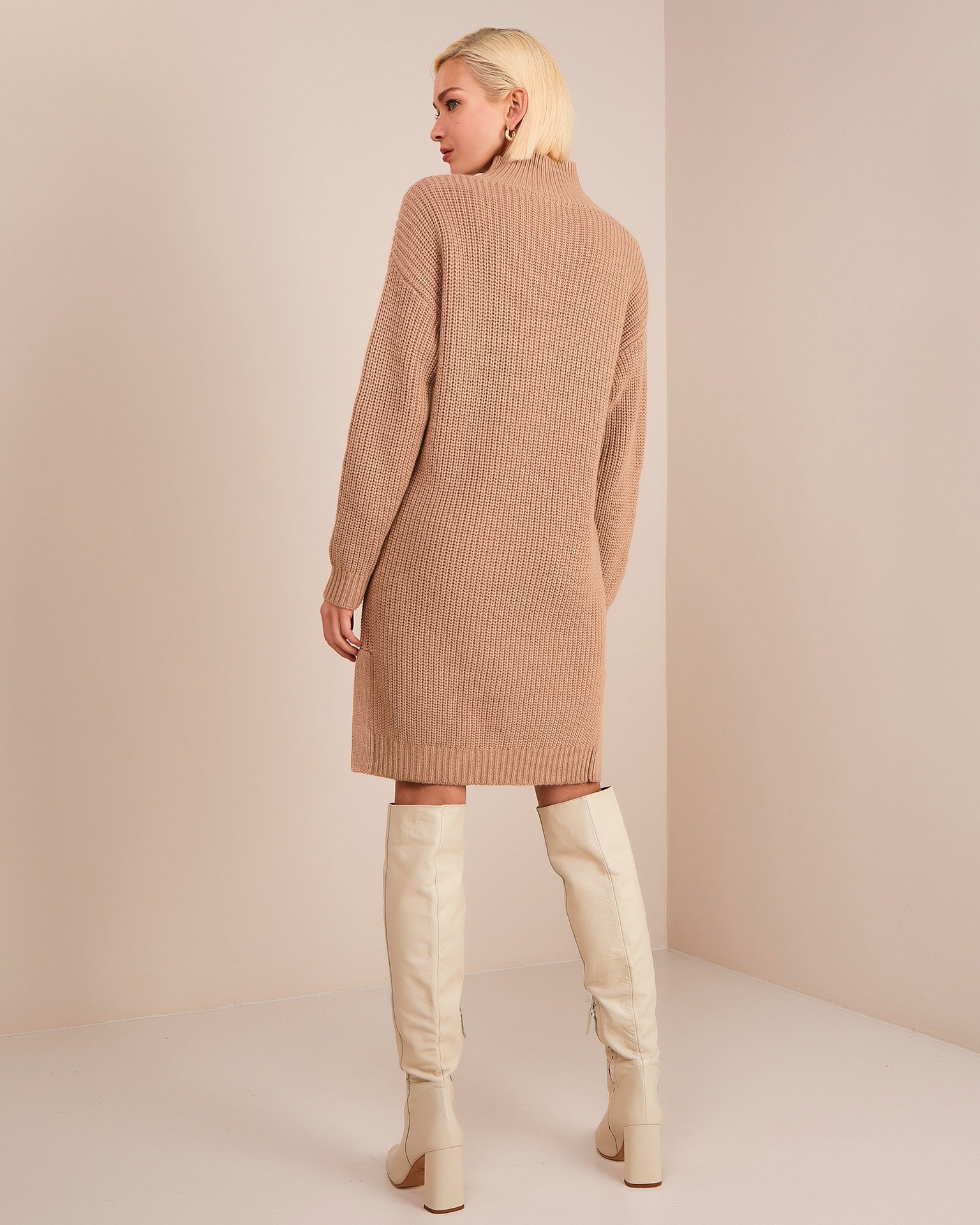 Wool tunic dress, Beige — photo 4