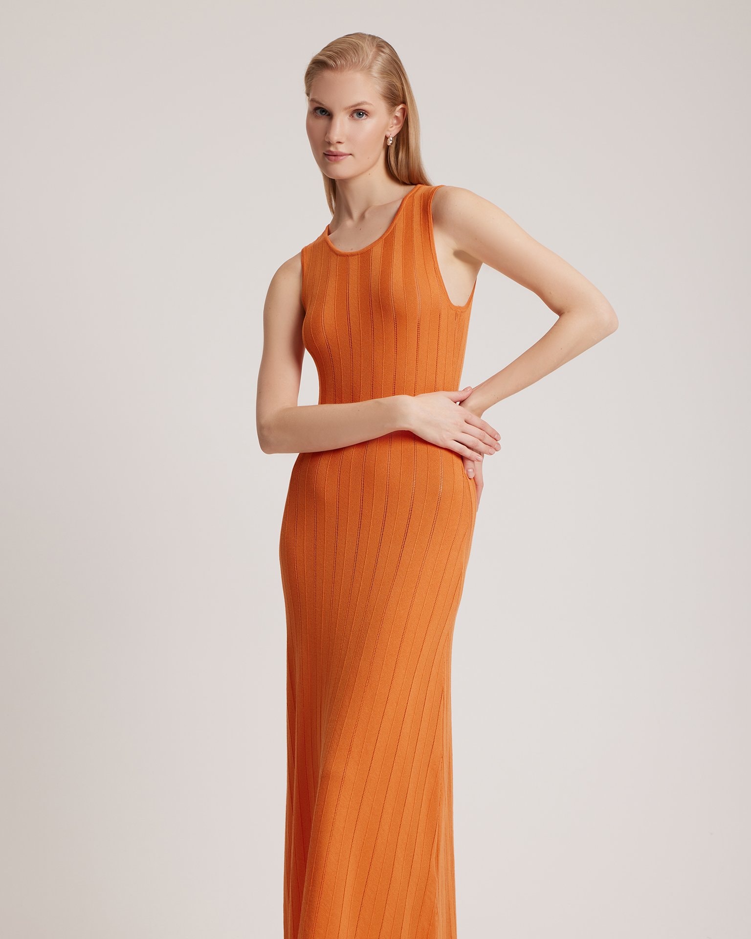 Fine-knit dress, Orange