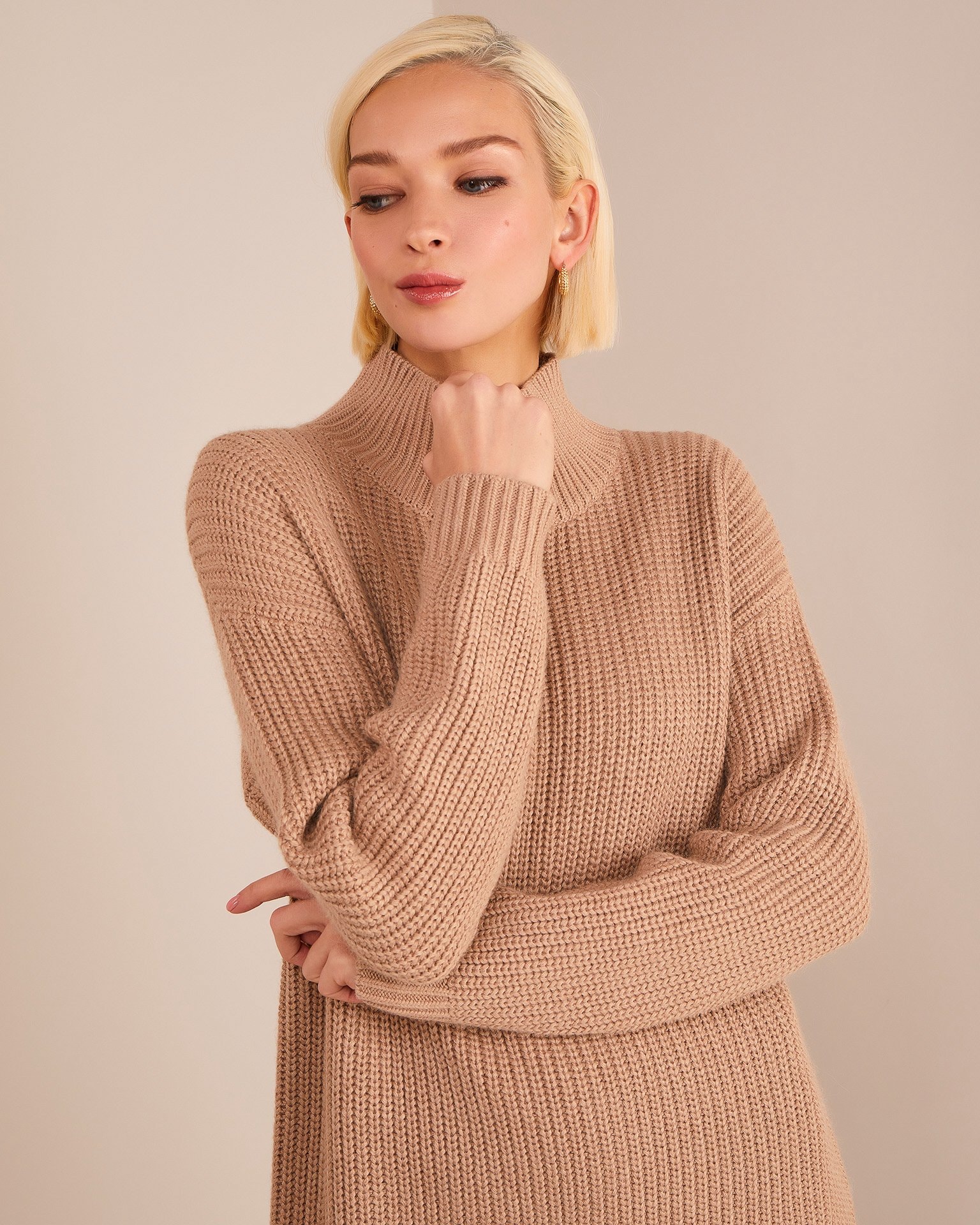Wool tunic dress, Beige — photo 5