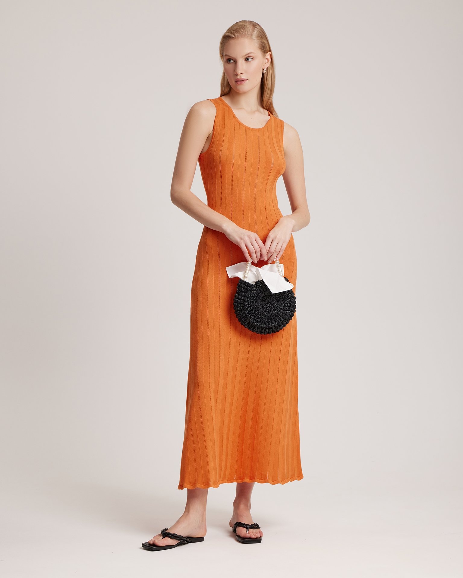 Fine-knit dress, Orange — photo 4