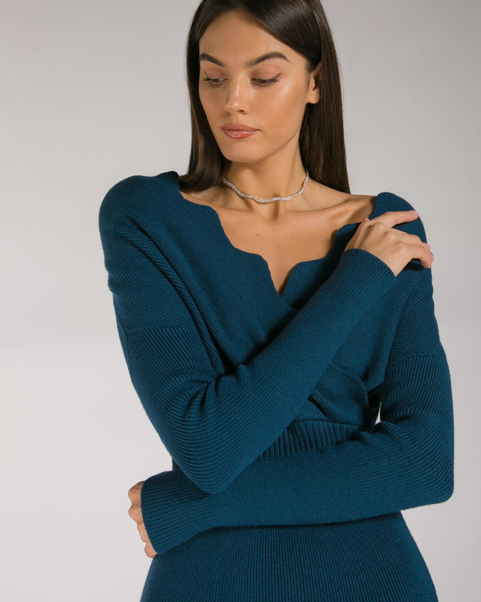 Dress with a transformable bodice and long sleeves, Blue — photo 4